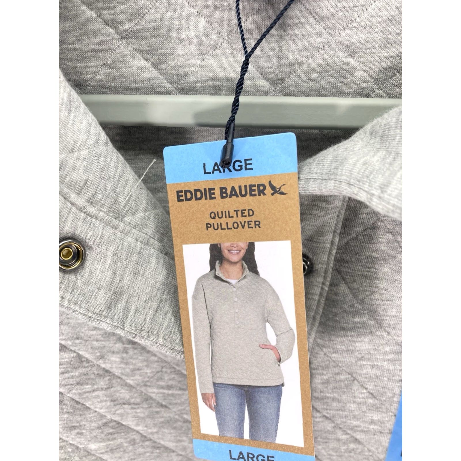 Eddie Bauer Eddie Bauer Quilted Sweater Women Large Gray Long Sleeve Pullover Cotton Blend Mock Neck Size L / US 10 / IT 46 - 6 Thumbnail