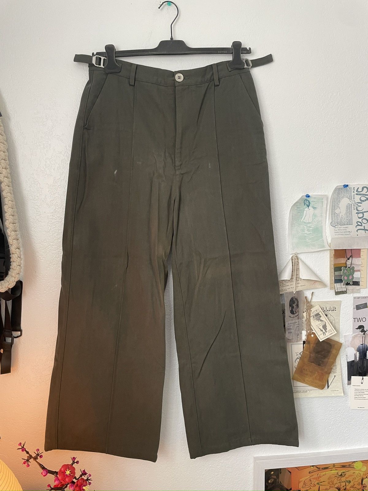 Japanese Brand Bleeding Indigo Green Wide Herringbone Fatigue Pants Size US 32 / EU 48 - 1 Thumbnail
