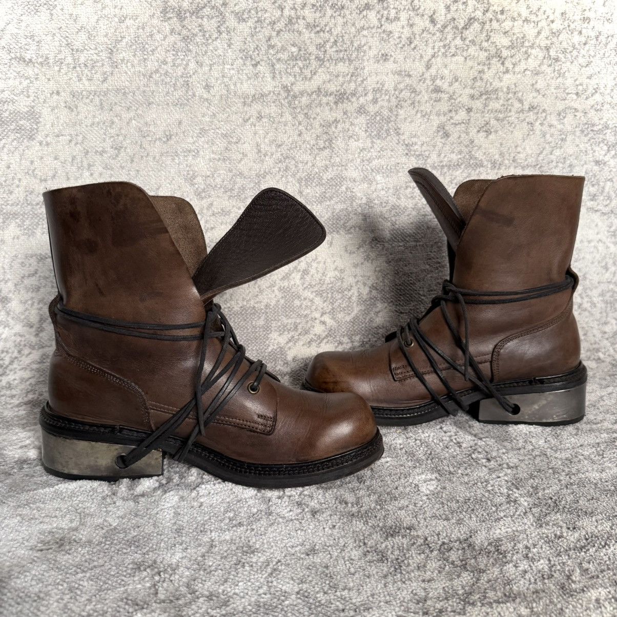 Dirk Bikkembergs 1990s Dirk Bikkembergs Metal Heel Lace Through Leather Boots Size US 9.5 / EU 42-43 - 5 Thumbnail