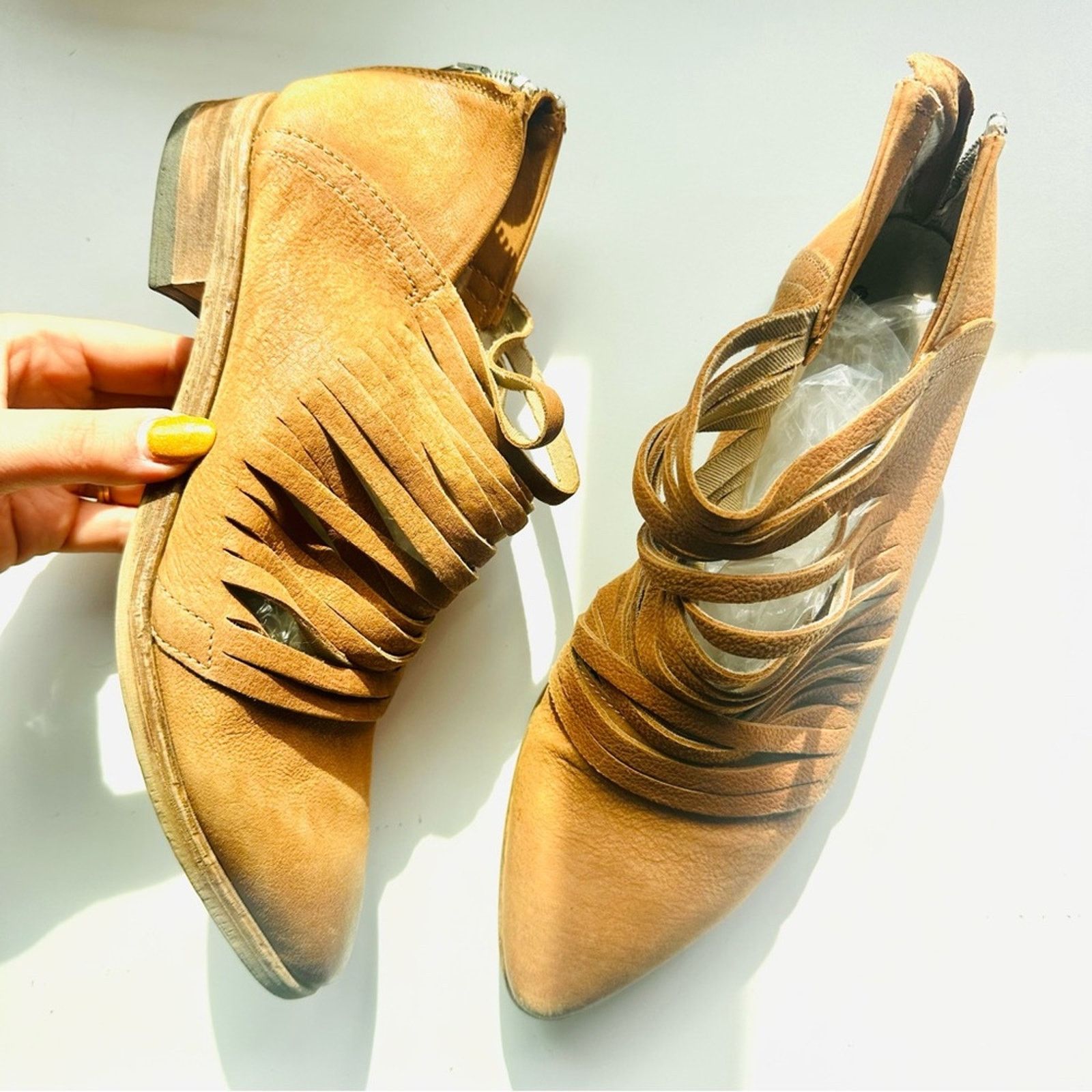 FP FREE PEOPLE Brown Tan Lost Valley Ankle Booties Boots