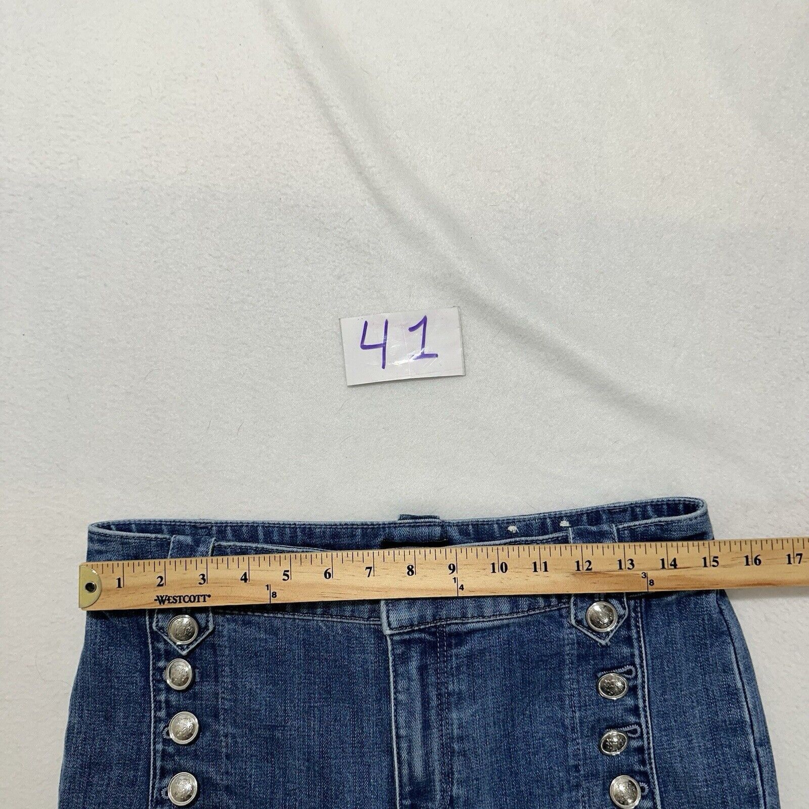Other Talbots Sailor 6P Capri Blue Jeans 22" Inseam Silver Buttons Size 28" / US 6 / IT 42 - 14 Thumbnail
