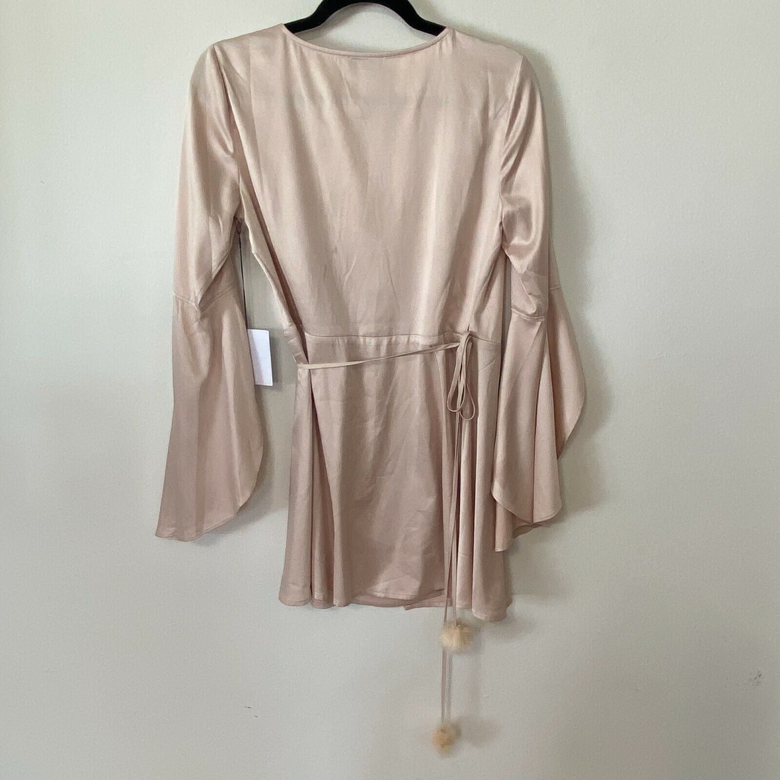 Other NWT Revolve Majorelle Satin Hex Mini Tie Wrap Bell Sleeve SM Size S / US 4 / IT 40 - 8 Thumbnail