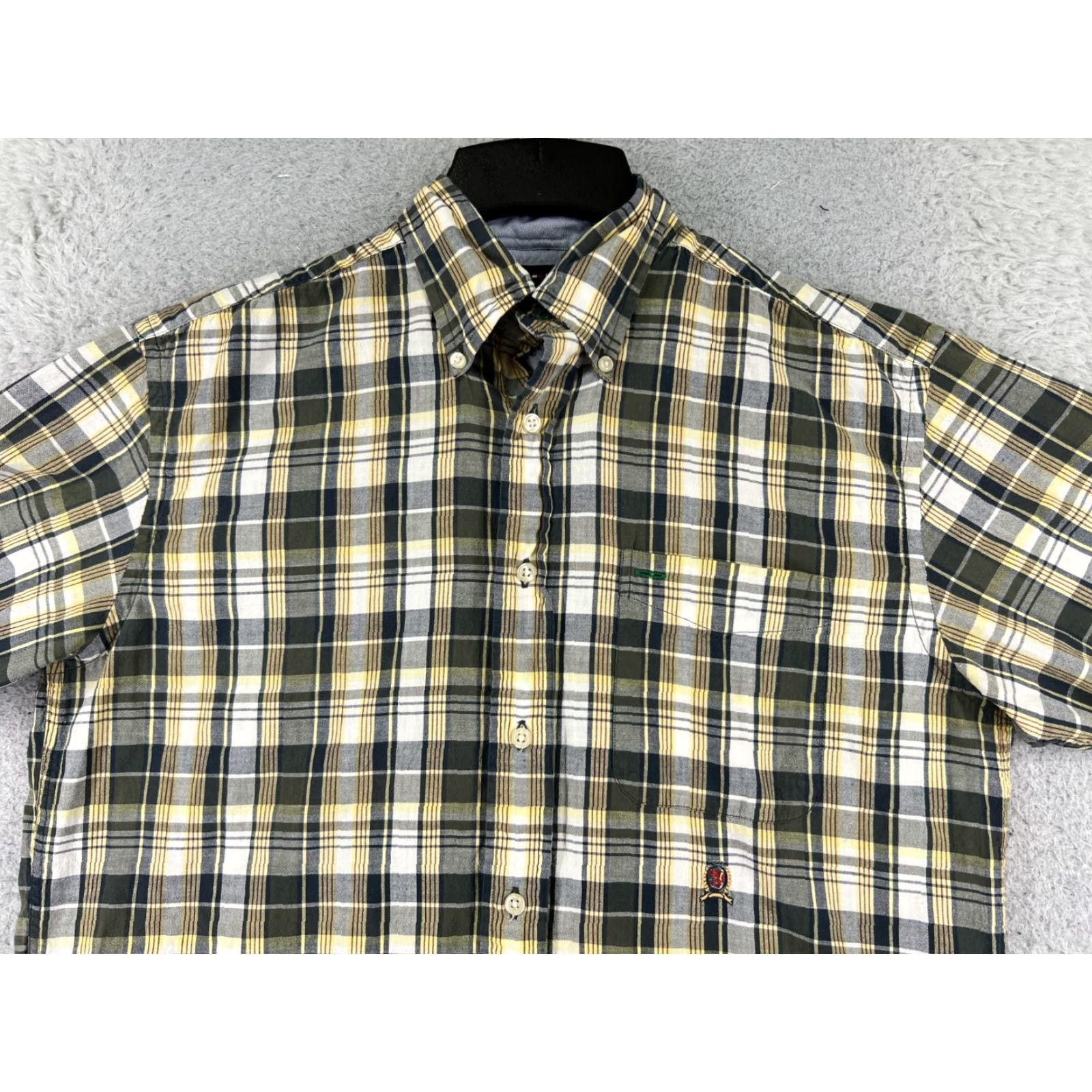 Tommy Hilfiger Tommy Hilfiger Shirt Men Small Yellow Black Plaid Button-Up Short Sleeve Cotton Size US S / EU 44-46 / 1 - 4 Thumbnail