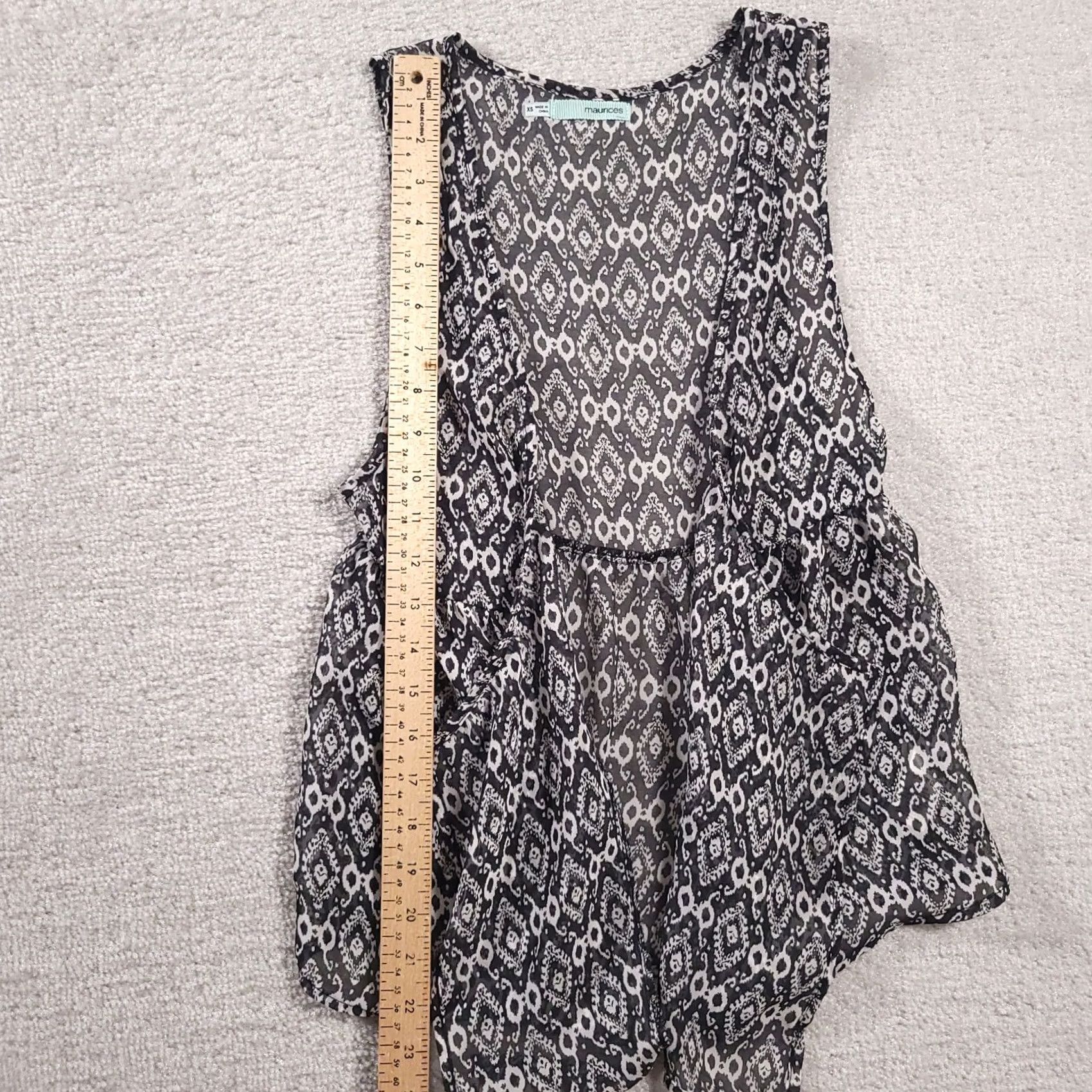 Vintage Maurices Open Front Cardigan Women's XS Black Grey Sleeveless Tank Lightweight Size XS / US 0-2 / IT 36-38 - 6 Thumbnail