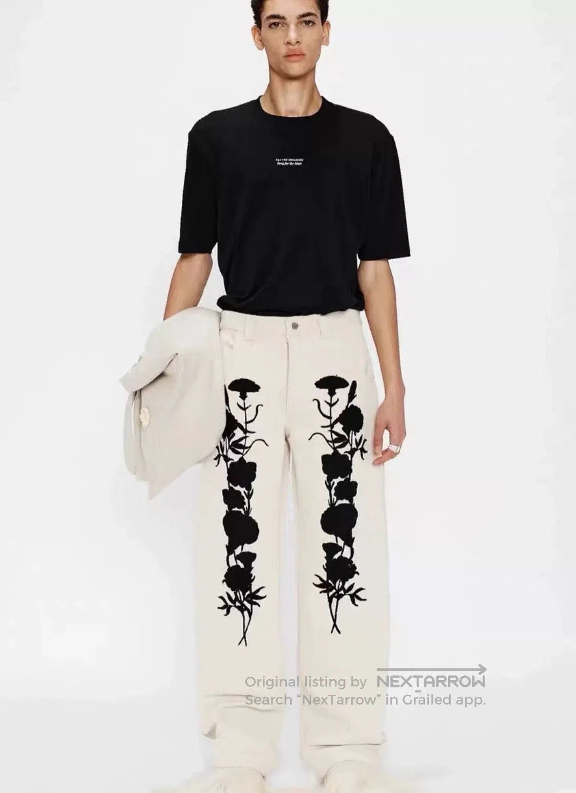 Song For The Mute sftm 24.1 Beige Embroidered Trousers. Size US 32 / EU 48 - 6 Thumbnail