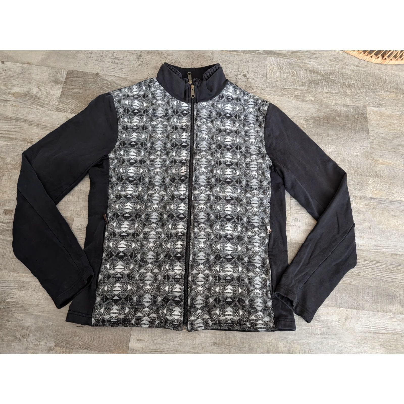 Vintage Ato Berlin Mens Jacket 2XL Dual Layer Full Zip Aztec Laser Black Gray White Stand-Up Collar Slim Regular Size US XXL / EU 58 / 5 - 5 Thumbnail