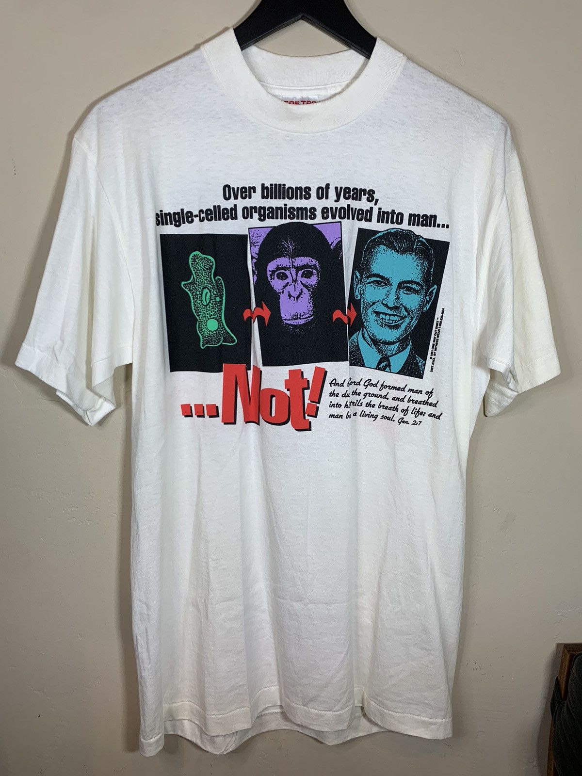 Vintage *RARE* Vintage 1991 God Creation Jesus Evolution Art T-Shirt Size US L / EU 52-54 / 3 - 1 Thumbnail