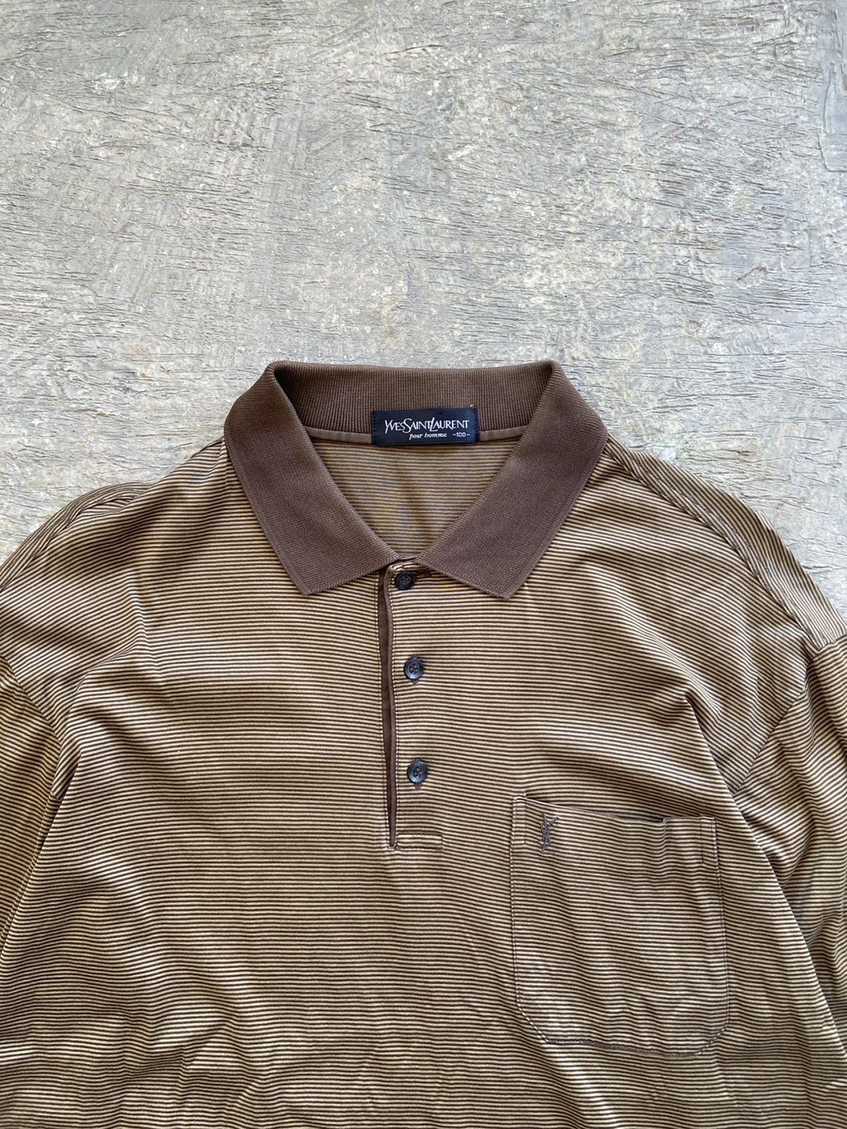 Yves Saint Laurent 1990s Yves Saint Laurent Pour Homme - Long Slevee Polo Shirt Size US L / EU 52-54 / 3 - 3 Thumbnail