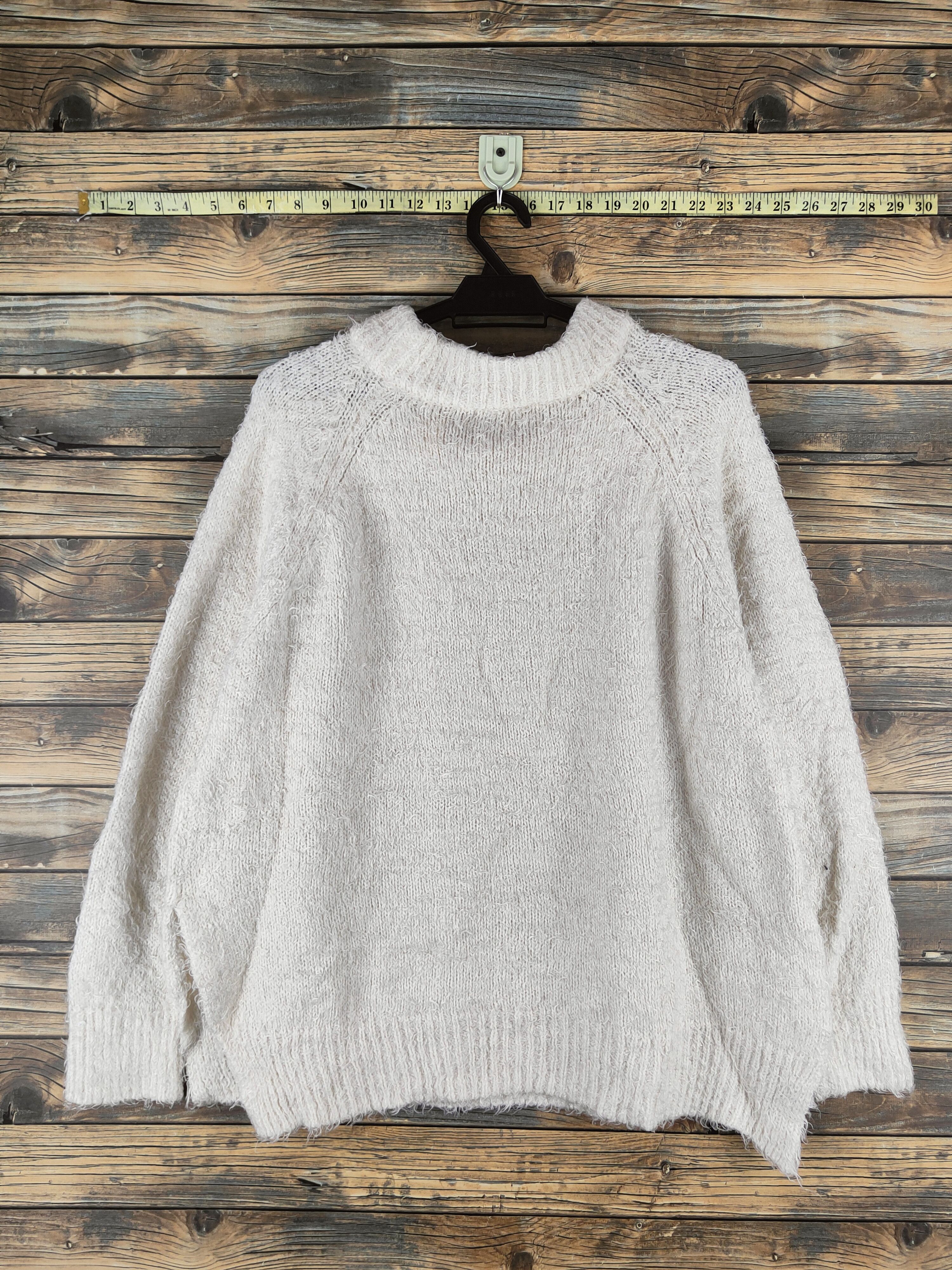 Global Work DL Global Work Cream Fur Mohair Knitwear #46-553 Size L / US 10 / IT 46 - 7 Thumbnail
