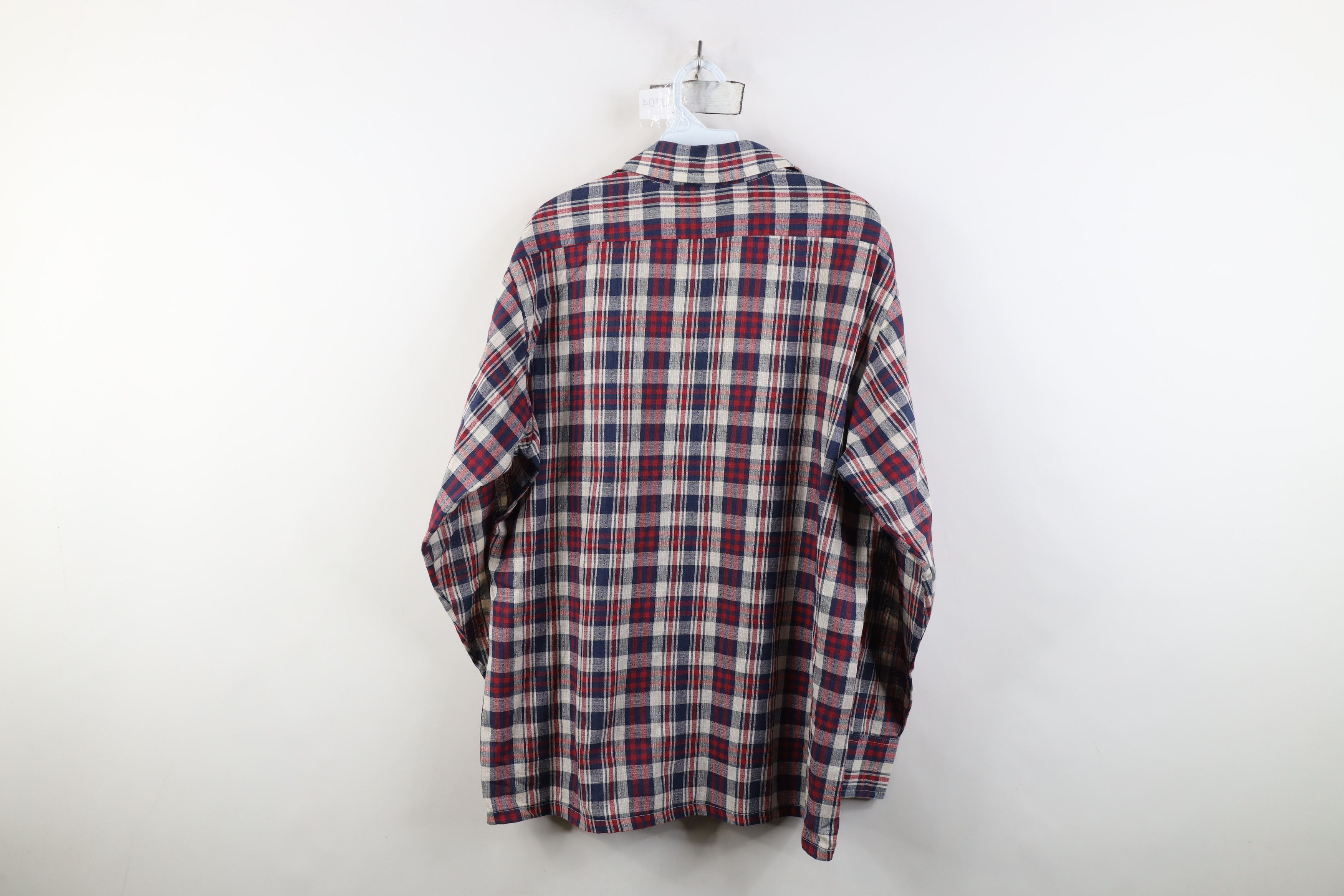 Vintage Vintage 70s Streetwear Knit Collared Button Shirt Plaid Size US L / EU 52-54 / 3 - 11 Thumbnail