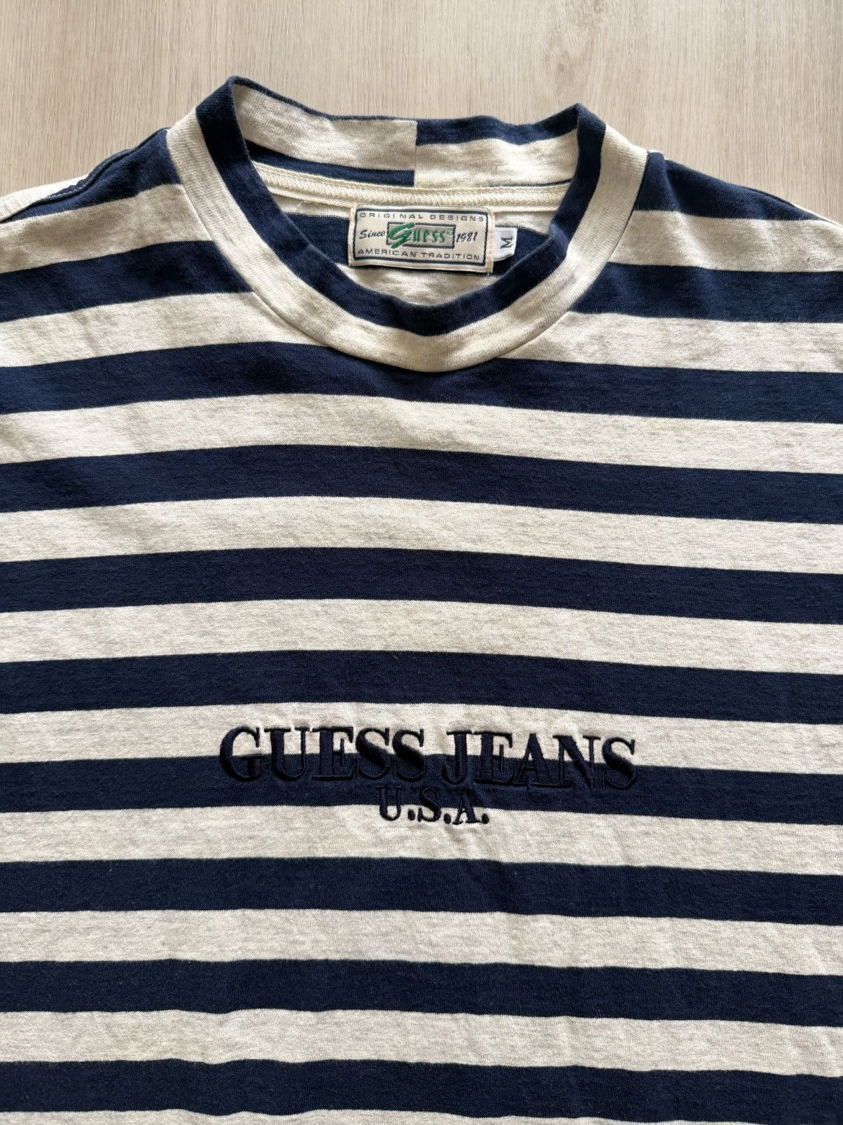 Gustin Vintage Guess Jeans USA Stripe Long Sleeve Sz M Made in USA Size US M / EU 48-50 / 2 - 2 Thumbnail
