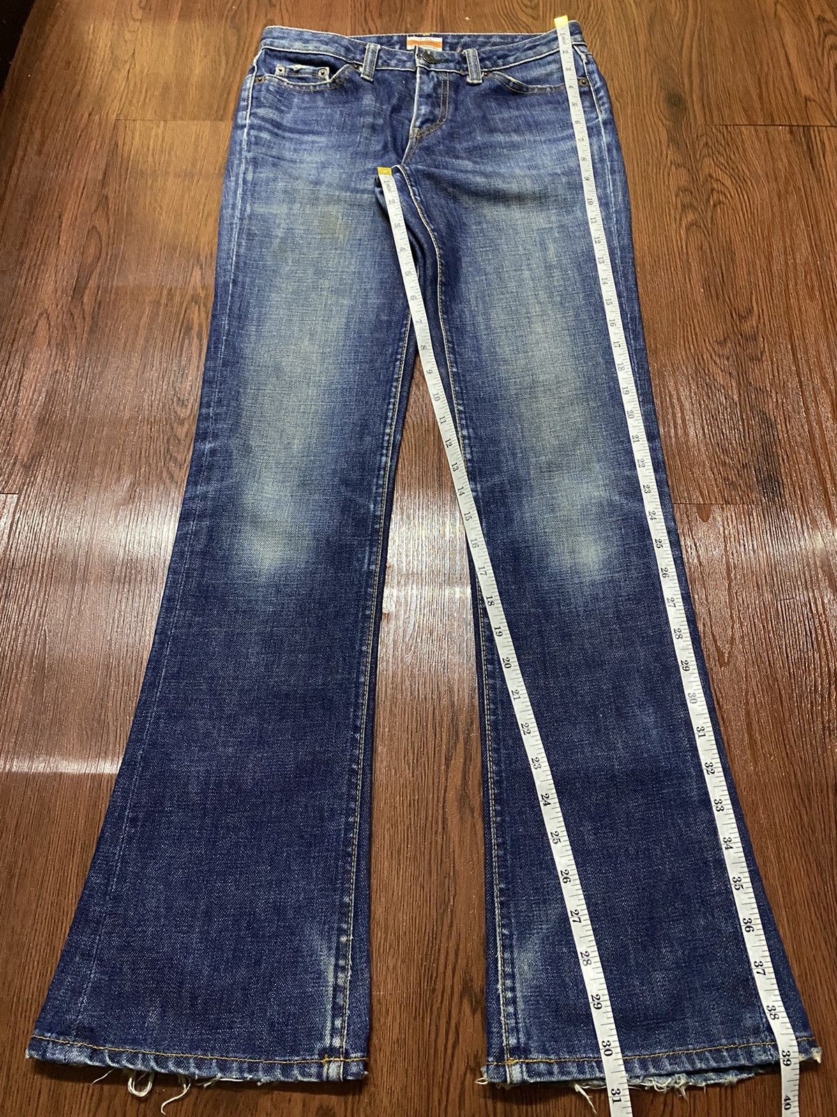 If Six Was Nine Vintage Japanese Brand Blue Wash Distressed Flare Jeans Size 28" / US 6 / IT 42 - 12 Thumbnail