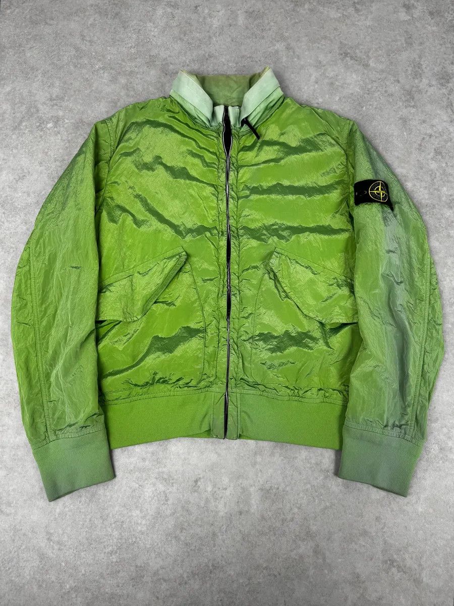 Stone Island 2000s Stone Island Green Shiny Removable Hood Technical Jacket Size US L / EU 52-54 / 3 - 1 Thumbnail