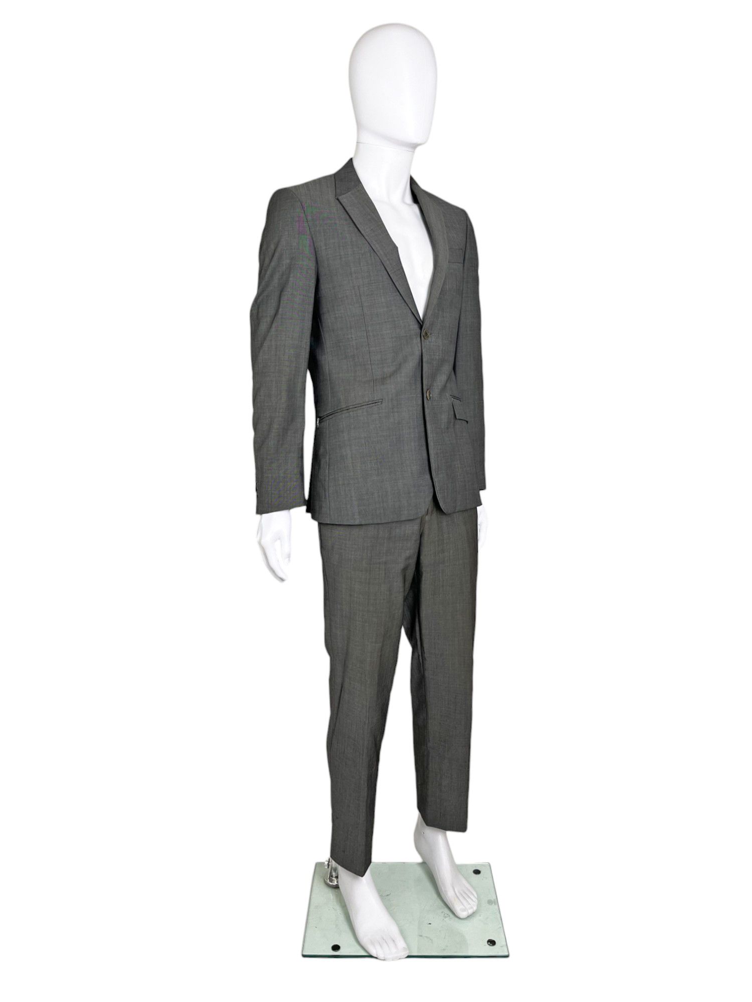Thierry Mugler 1990's Grey Wool Suit Size 50R - 2 Thumbnail