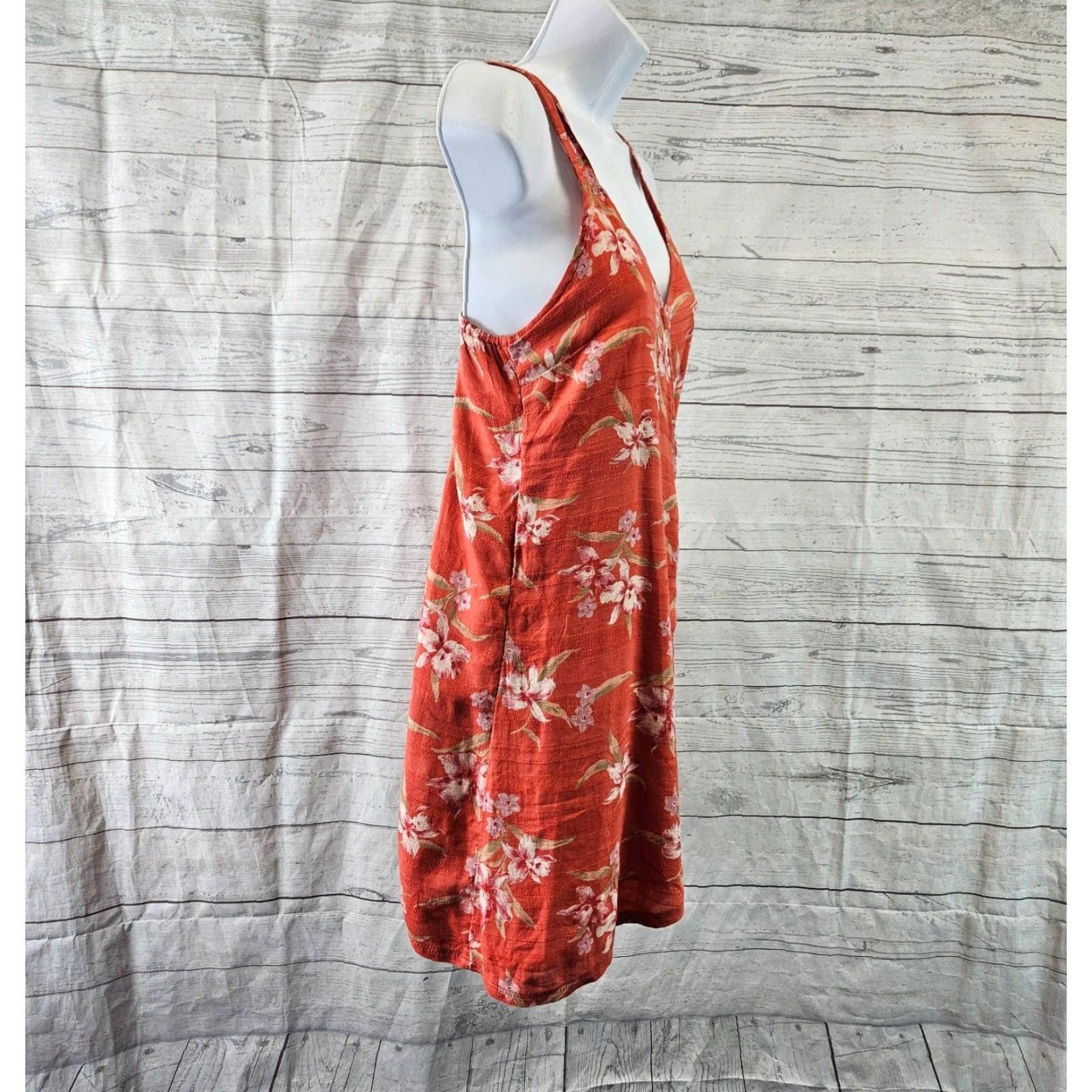 American Eagle Outfitters VINTAGE American Eagle Womens Wrap Dress XS Red/Orange Floral Sleeveless Size XS / US 0-2 / IT 36-38 - 2 Thumbnail