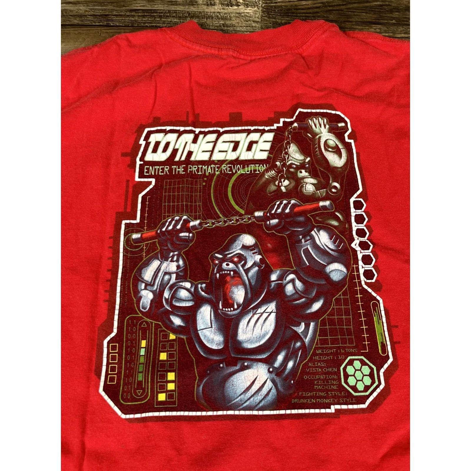 Vintage VINTAGE Enter The Primate Revolution T-Shirt Mens XL Red Cotton Short Sleeve Crew Neck Prime Cut Tees Size US XL / EU 56 / 4 - 2 Thumbnail