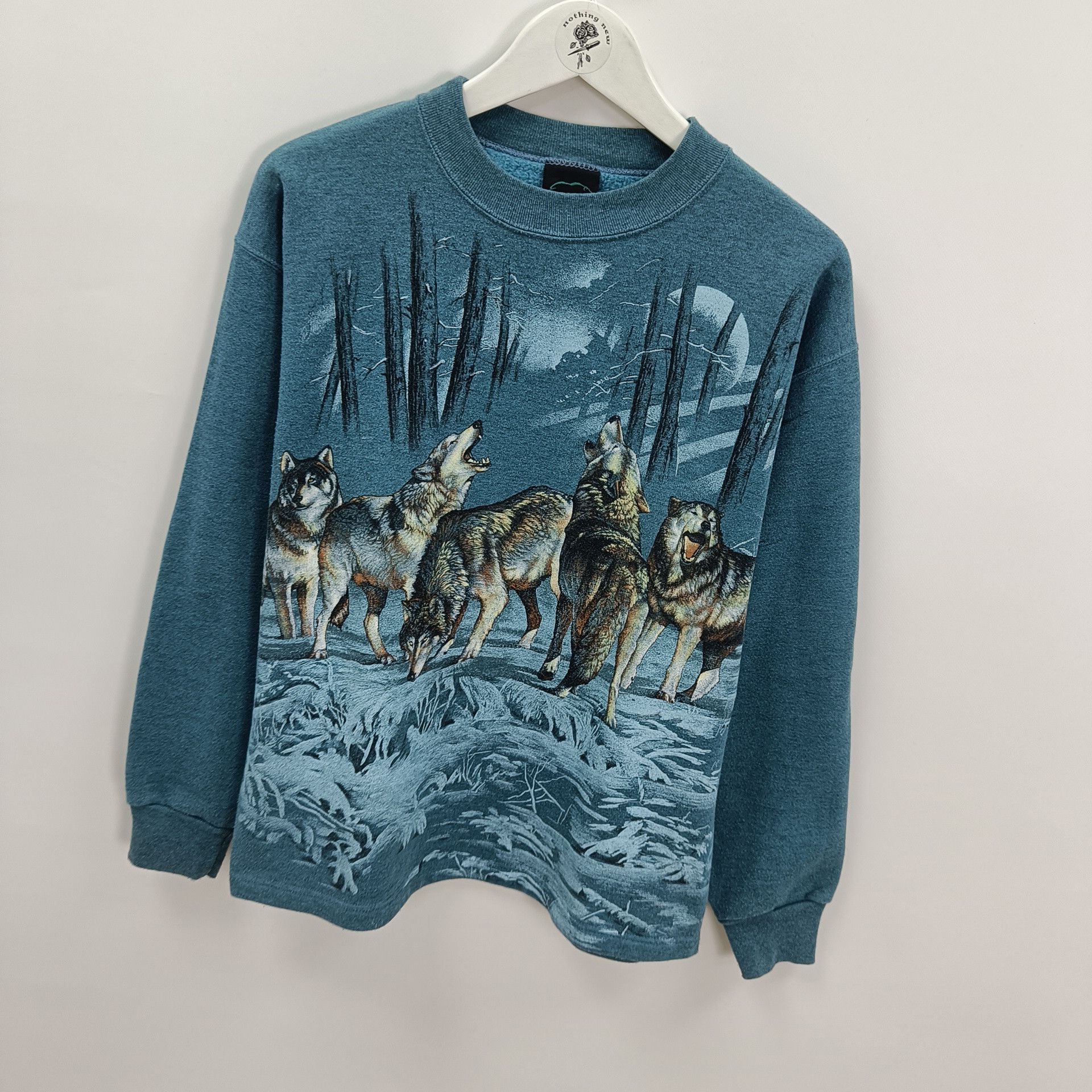 Habitat 🔥90s🔥Vintage Wolf Sweatshirt Full Print Habitat Size US M / EU 48-50 / 2 - 2 Thumbnail
