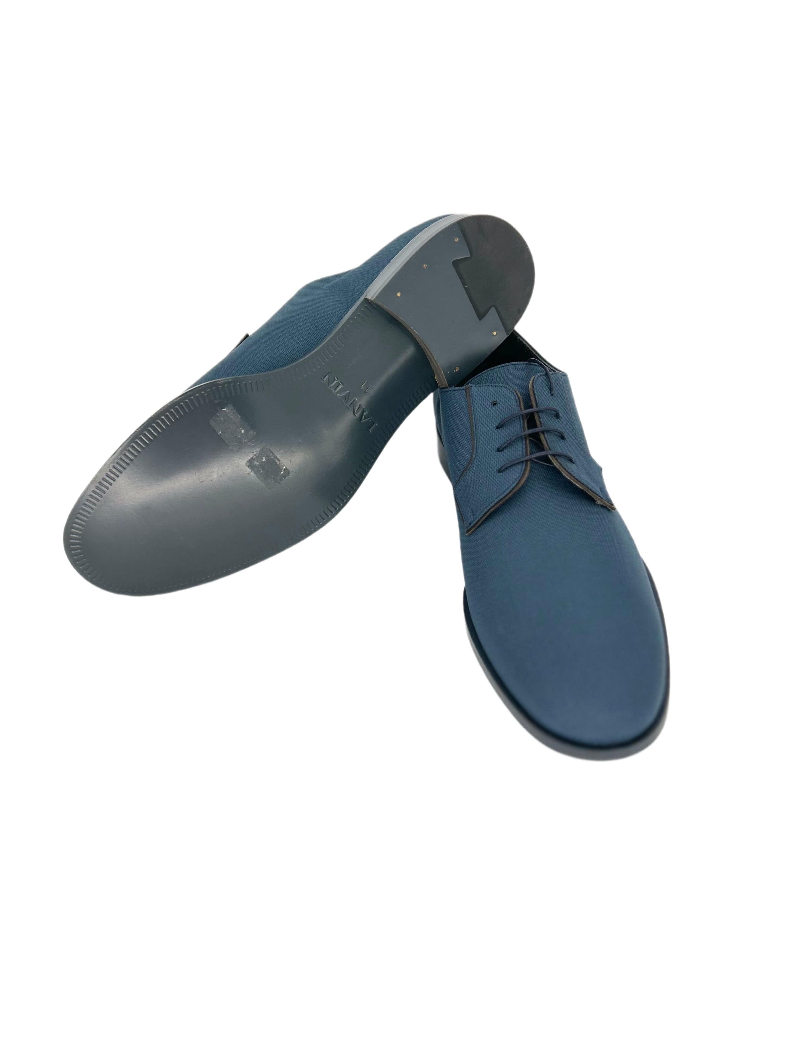 Lanvin Lanvin Blue Nylon Weave Derby Shoe Size US 11 / EU 44 - 5 Thumbnail