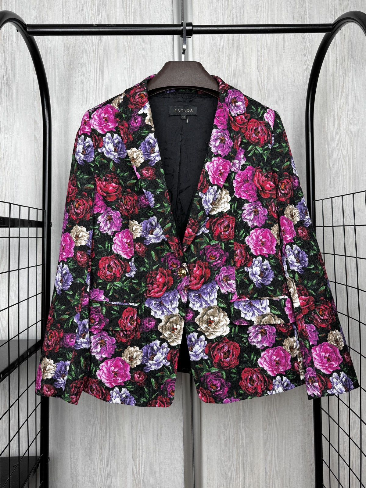 Escada Escada Dinavia Floral-print Hammered Cotton Viscose Jacket Size L / US 10 / IT 46 - 2 Thumbnail
