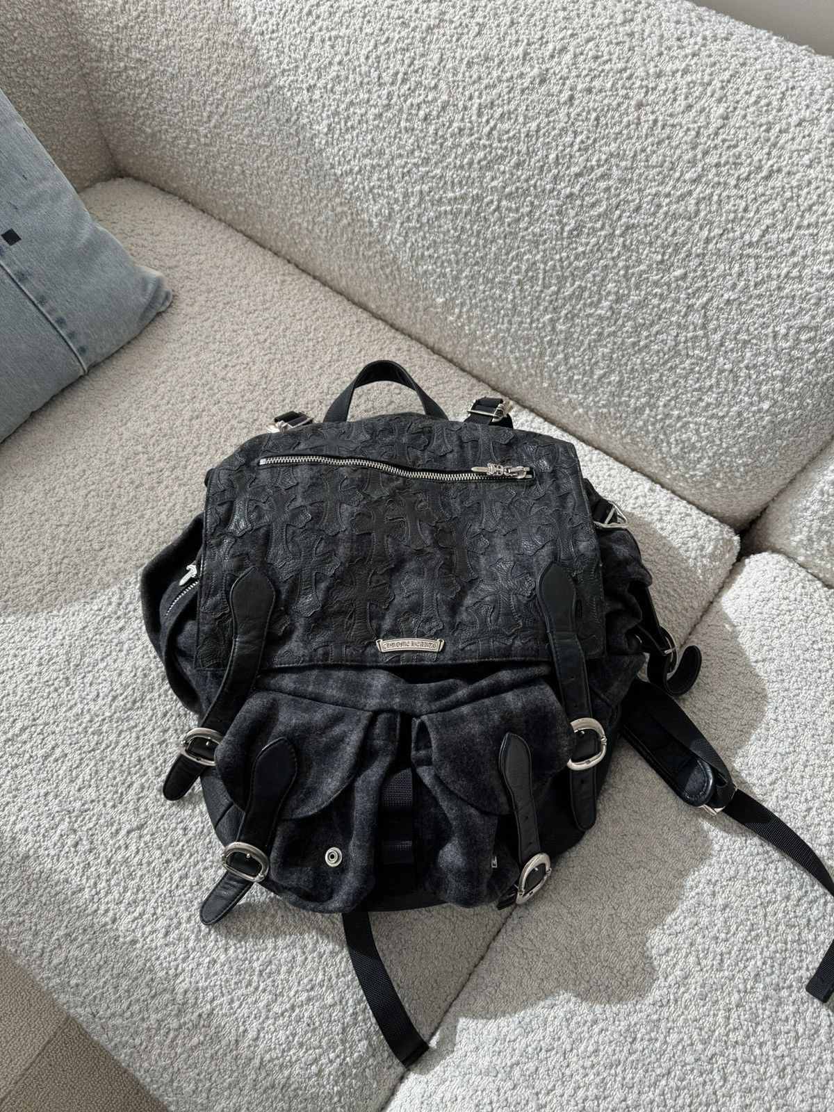 image of Chrome Hearts Black Patches Backpack, Men's