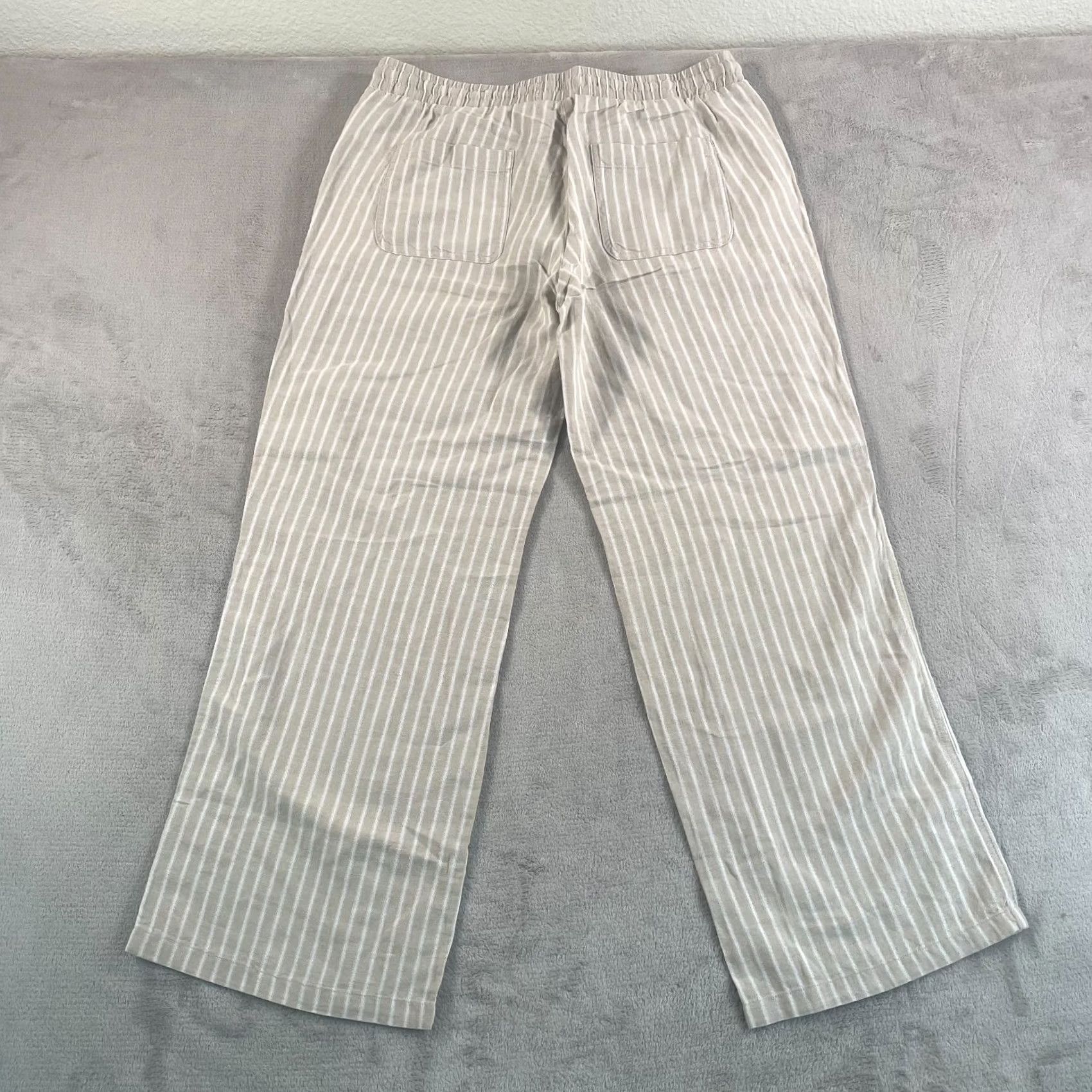 Essentials Amazon Essentials Wide Leg Pants Women Large Beige Linen Blend Drawstring NWT Size 36" / US 14 / IT 50 - 4 Thumbnail
