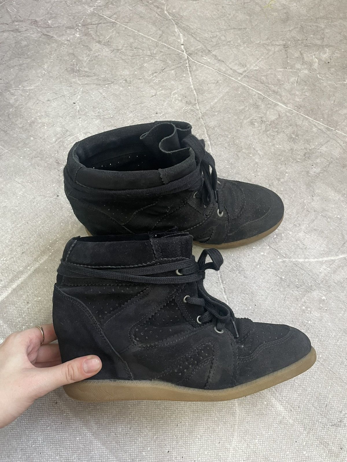 Japanese Brand Isabel marant style wedge heel boots black suede retro y2k Size US 7 / EU 40 - 6 Thumbnail