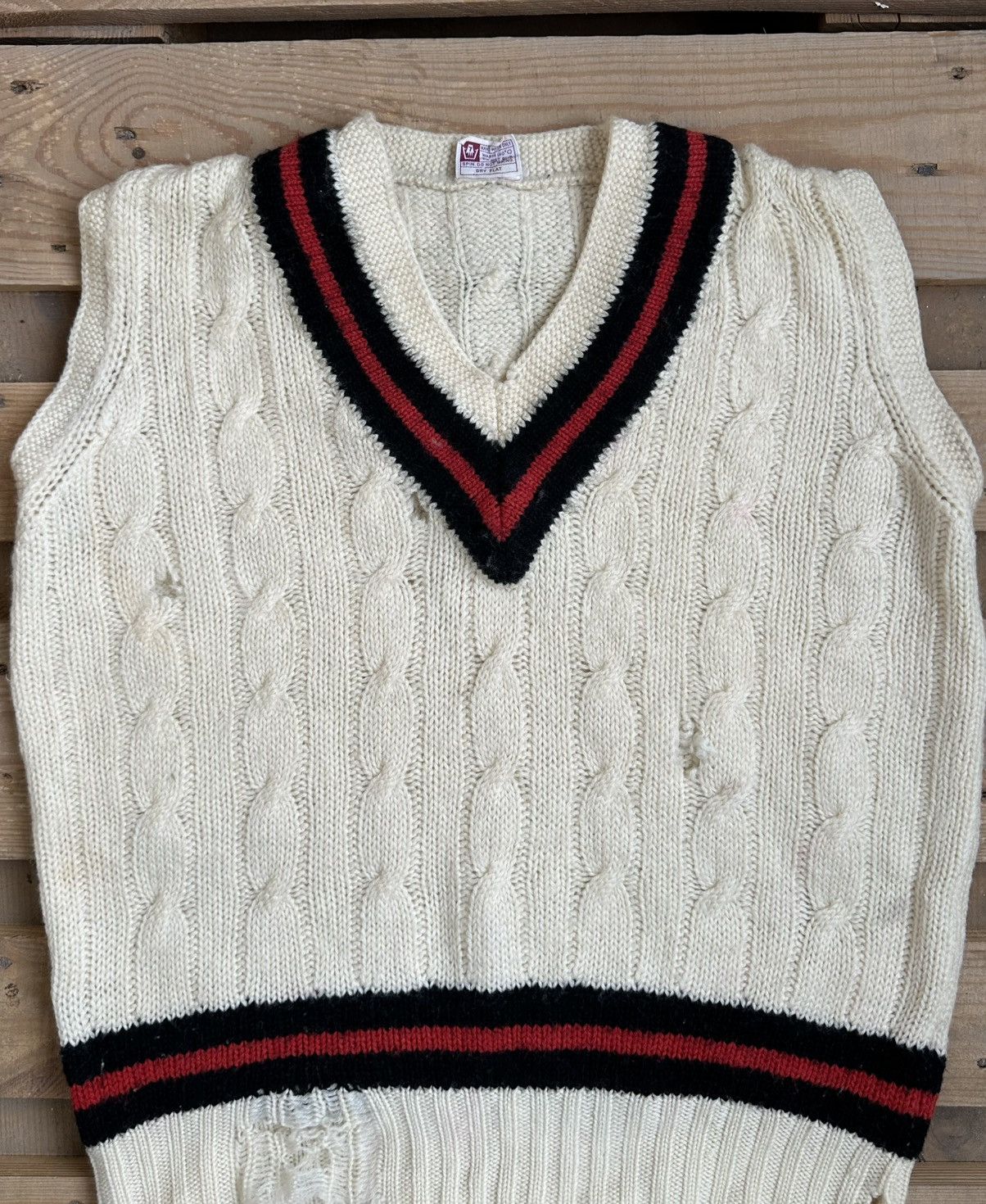 Vintage Vintage Distressed Knit Wool Vest Size M / US 6-8 / IT 42-44 - 5 Thumbnail