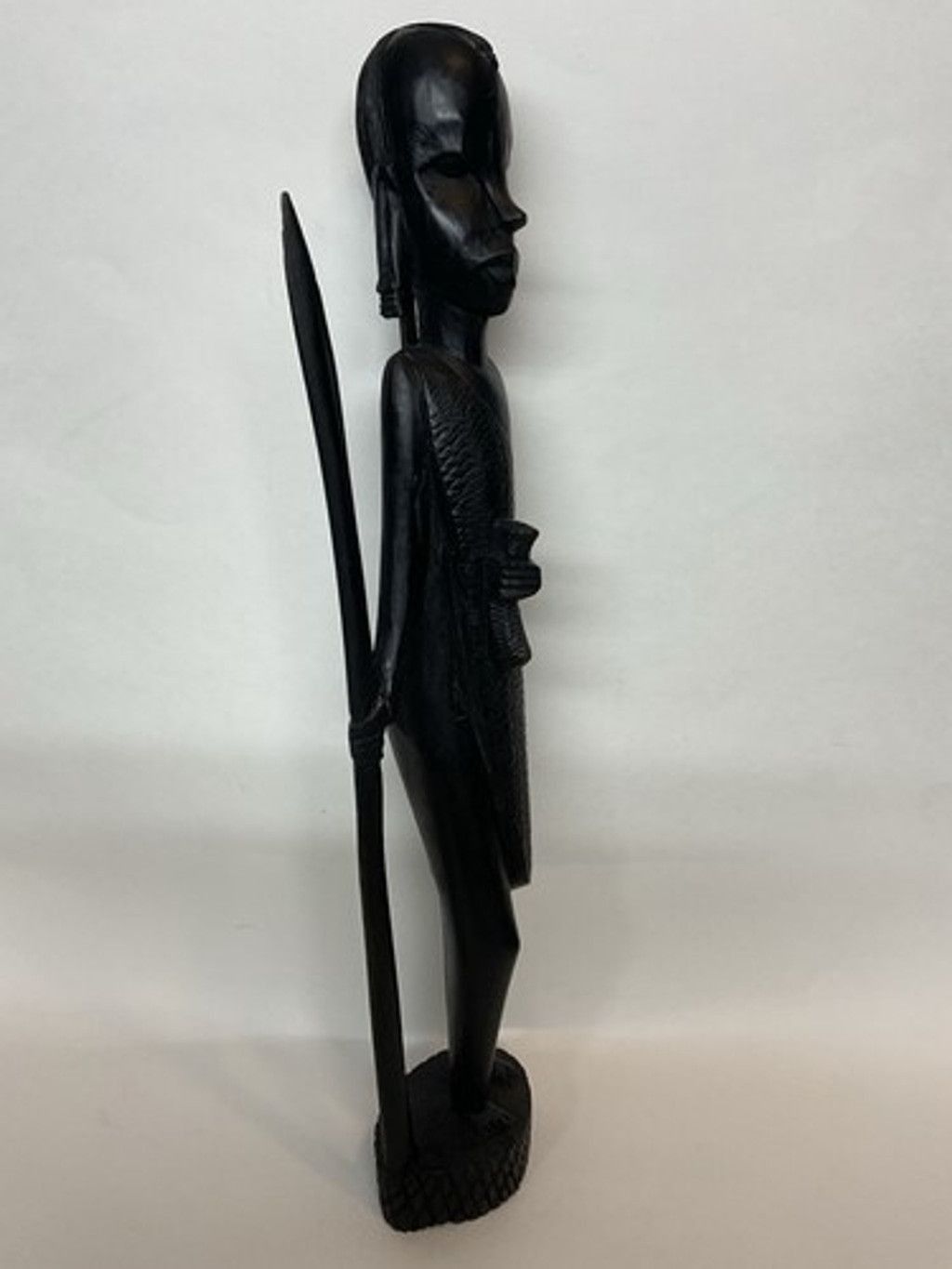 Other Hand Carved Wood Hunter Tribal Figure Kenyan Besmo 14.5” Size 26 - 17 Thumbnail