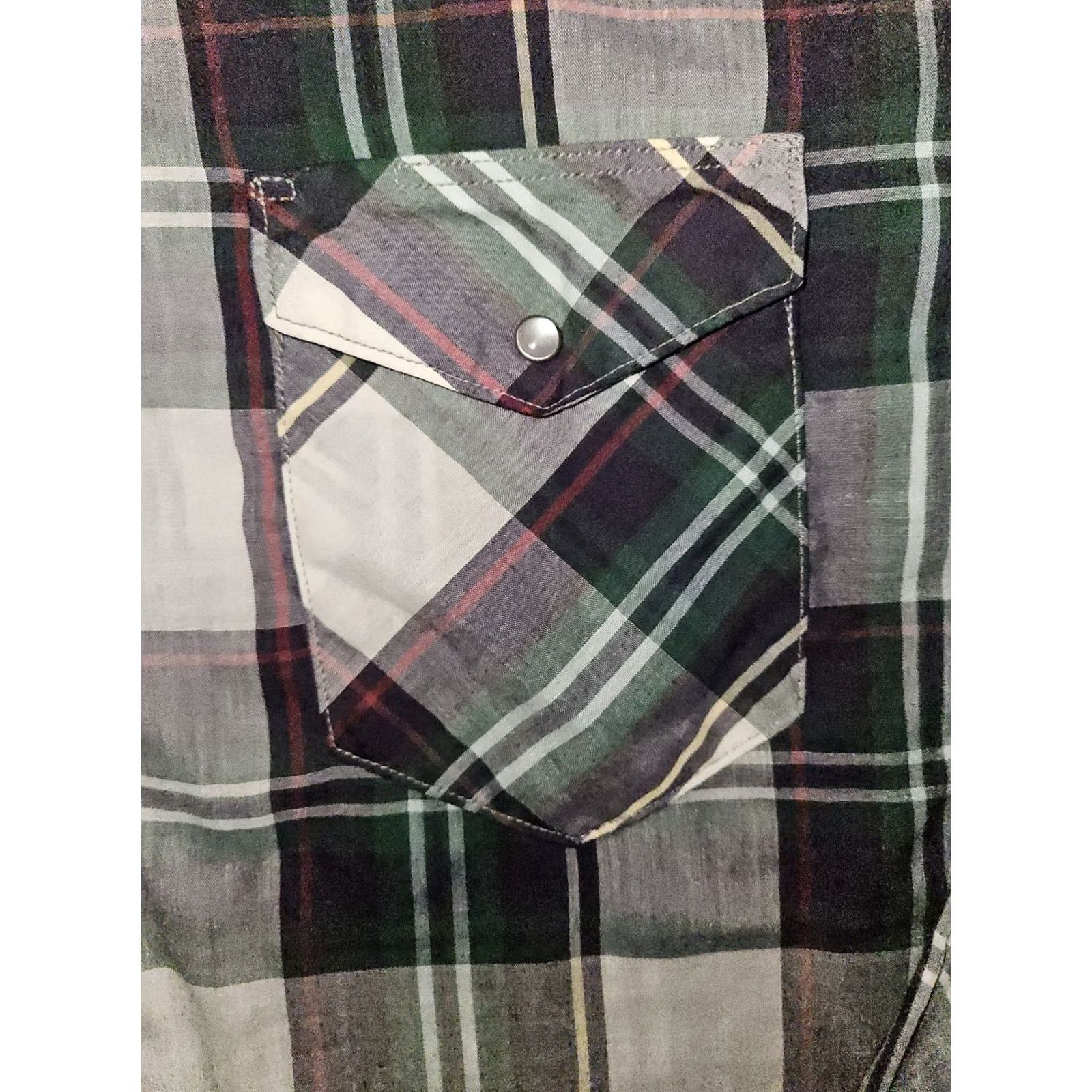 Wrangler VINTAGE Wrangler X-Long Tail Pearl Snap Shirt Men XL Long Sleeve Surged Hem Plaid Cowboy Retro Western Button-Up Boys? Size US XL / EU 56 / 4 - 6 Thumbnail