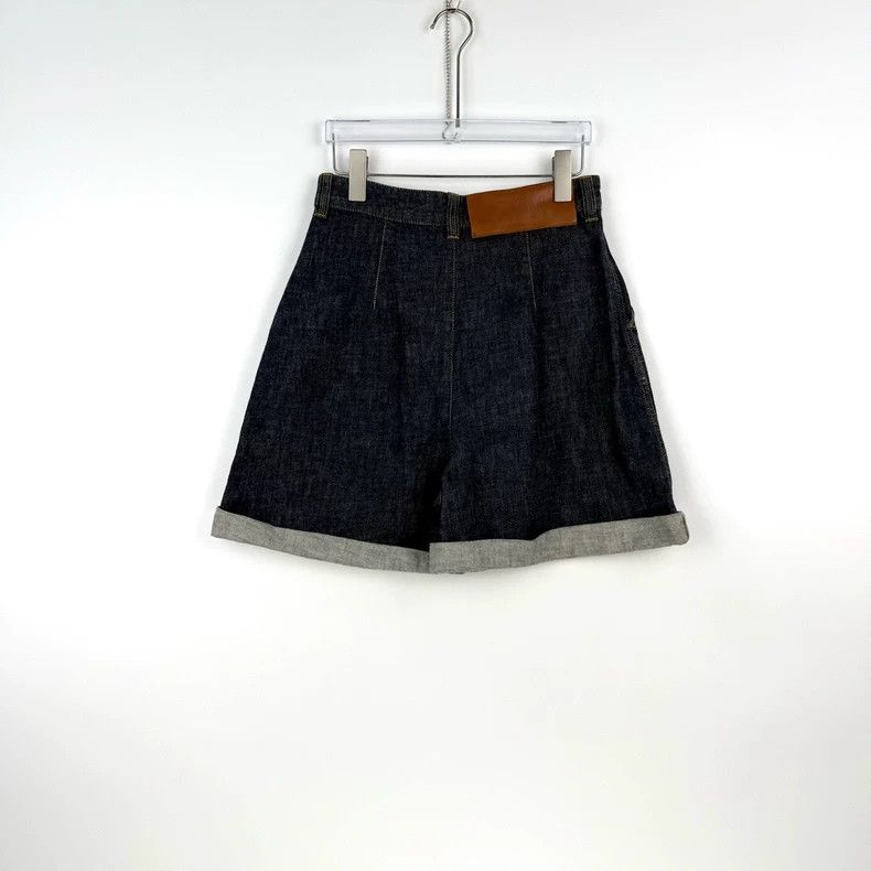 Loewe loewe Washed dark blue leather label turned-up denim shorts Size US 36 / EU 52 - 4 Thumbnail
