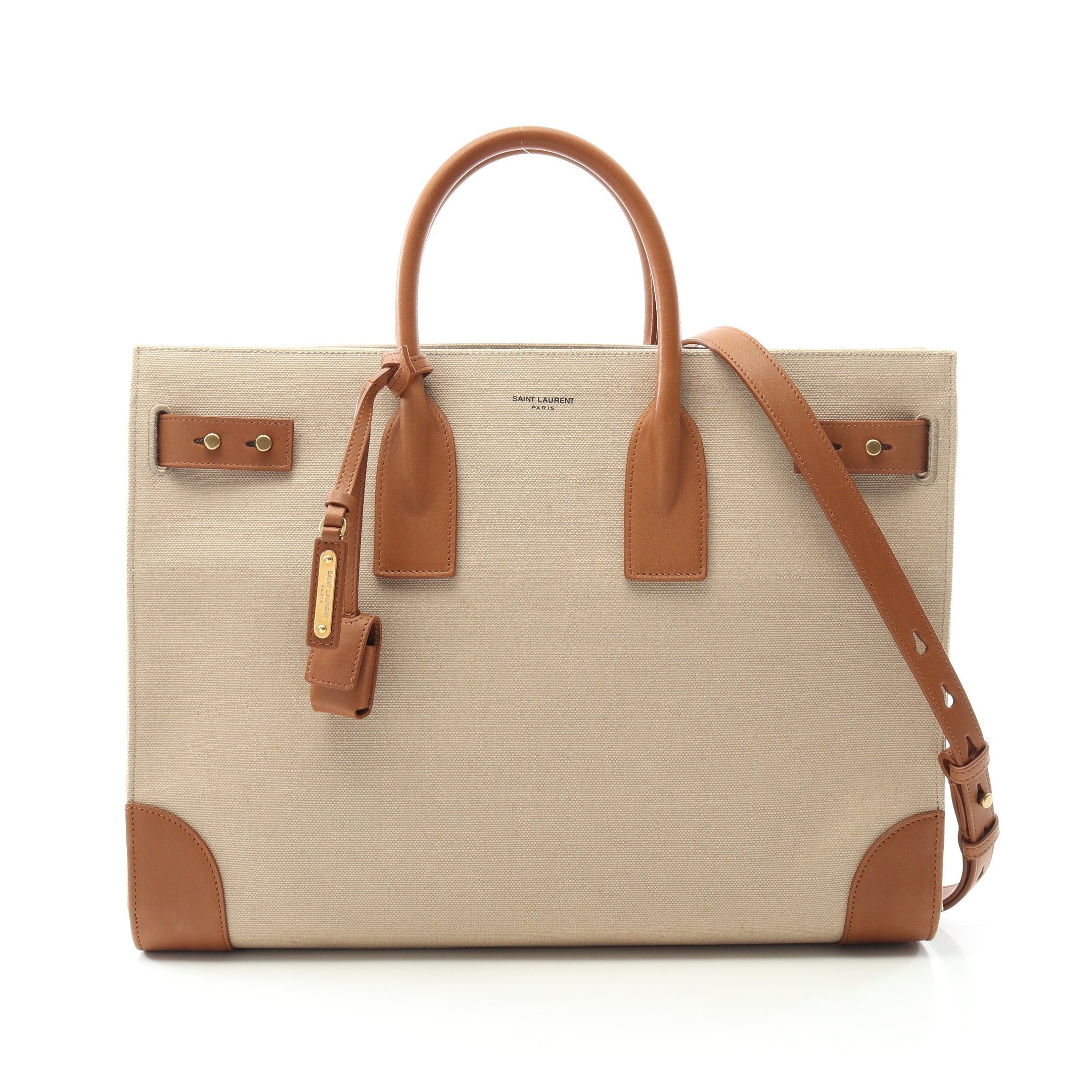 Yves Saint Laurent Yves Saint Laurent Sac De Jour Shin Large Handbag Tote Bag Canvas Leather Beige Light Brown Size ONE SIZE - 1 Thumbnail