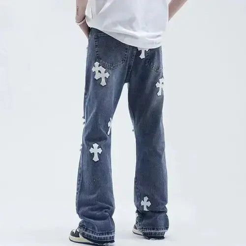 Japanese Brand × Jean High street hip hop cross patch bootcut jeans Size US 32 / EU 48 - 2 Thumbnail