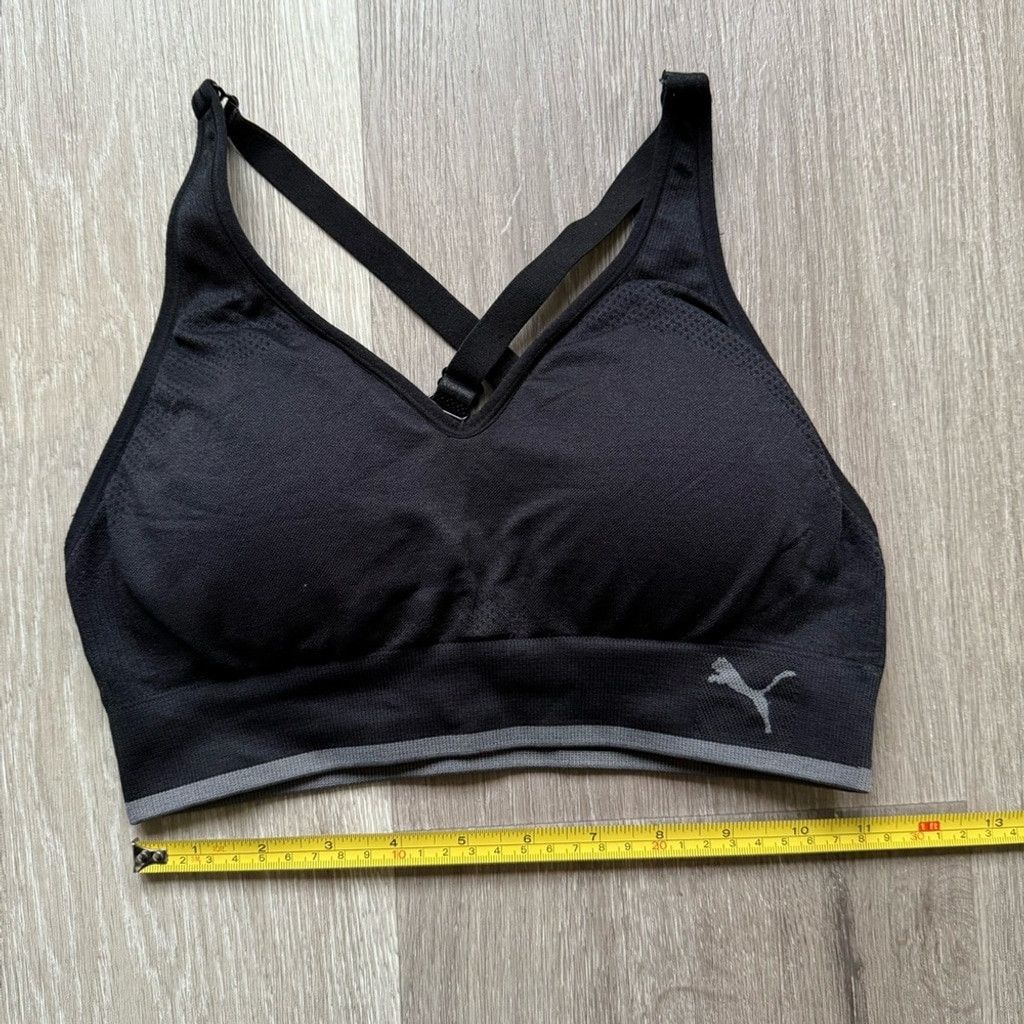 Puma Puma Black V-Neck Sports Bra with Wide Straps Size ONE SIZE - 4 Thumbnail