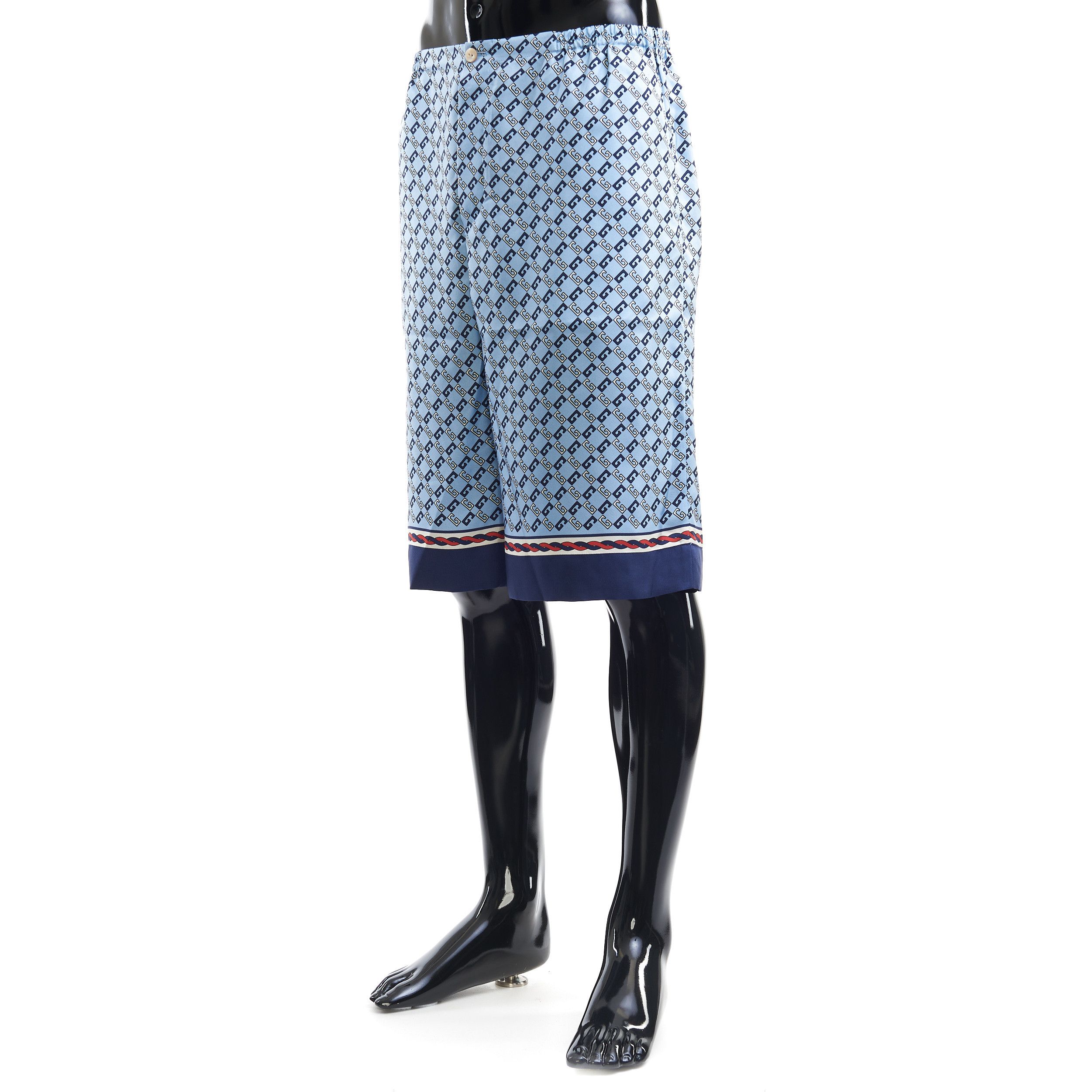 Gucci Silk Shorts In Blue Geometric Square G Print Size US 36 / EU 52 - 2 Thumbnail