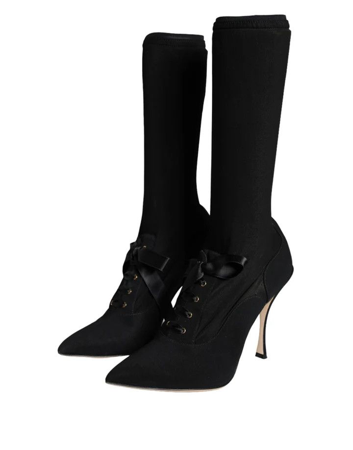 Dolce & Gabbana o1y0825 Spool Heel Ankle Boots in Black Size US 5.5 / IT 35.5 - 4 Thumbnail