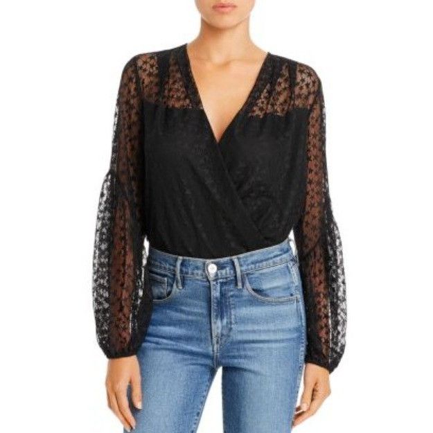 Amanda Uprichard Amanda Uprichard M YURI Black Star Motif Bodysuit Sheer Lace Size M / US 6-8 / IT 42-44 - 9 Thumbnail