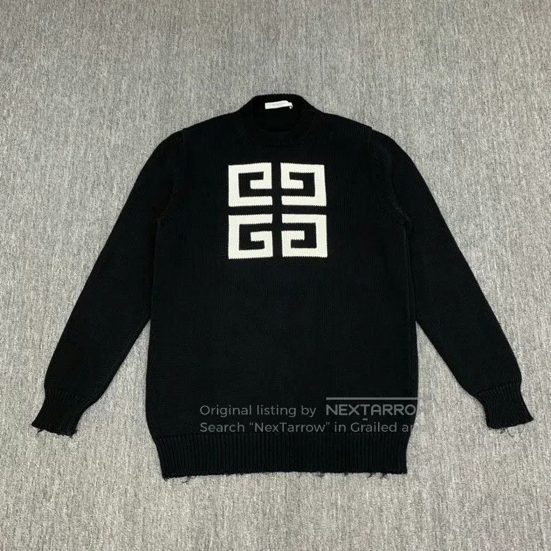 Givenchy Givenchy Black Destroyed Big Logo Knit Sweater (XL Size) Size US XL / EU 56 / 4 - 1 Thumbnail
