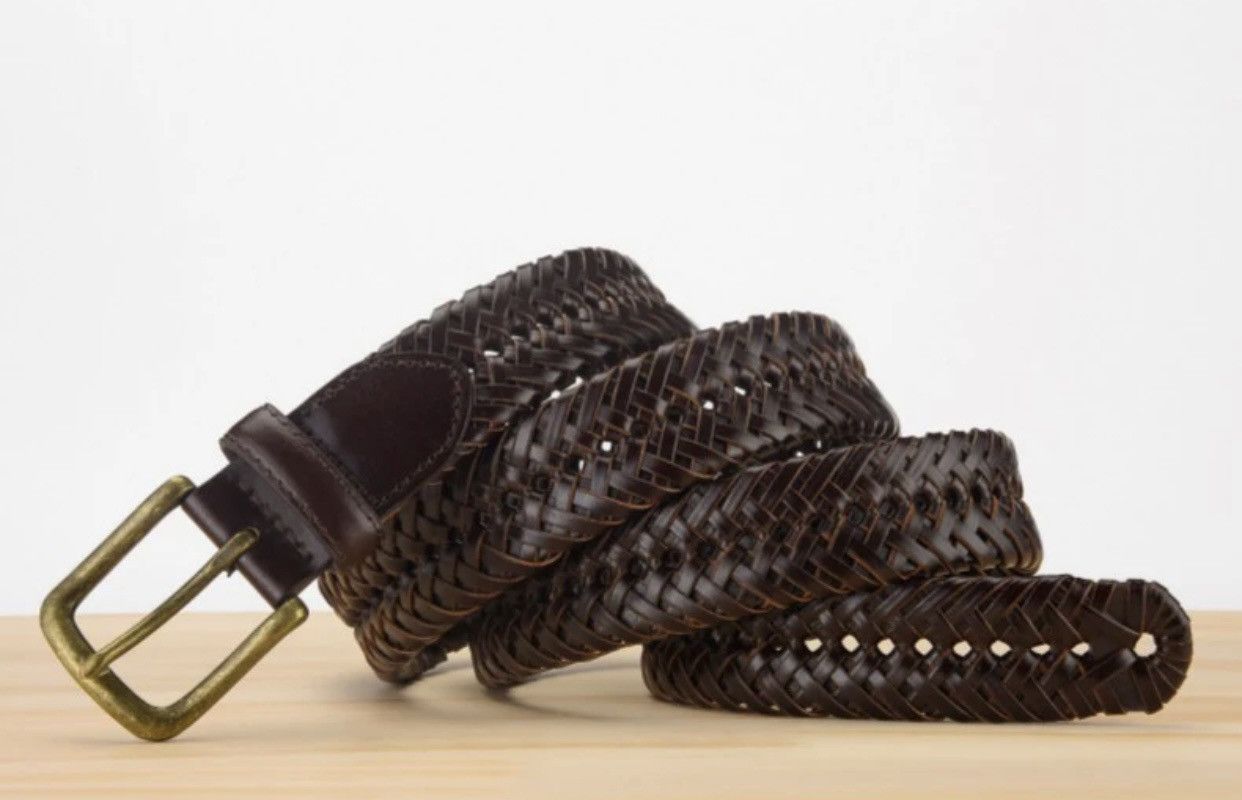 Leather × Vintage Genuine Leather Knitted Strap Vintage Jeans Braided Belts Size ONE SIZE - 2 Thumbnail