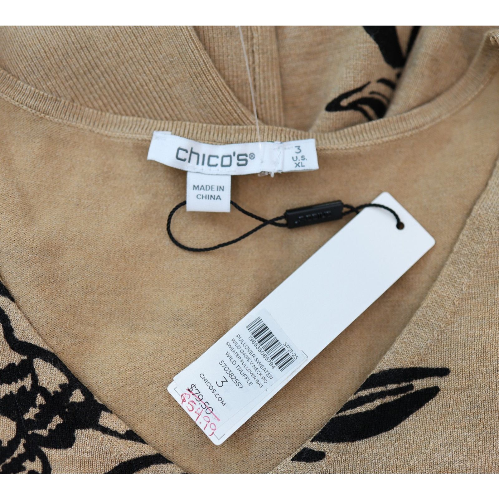 Chicos NWT CHICO'S V-Neck Pullover Sweater Wild Oasis Size 3 / XL Size XL / US 12-14 / IT 48-50 - 5 Thumbnail