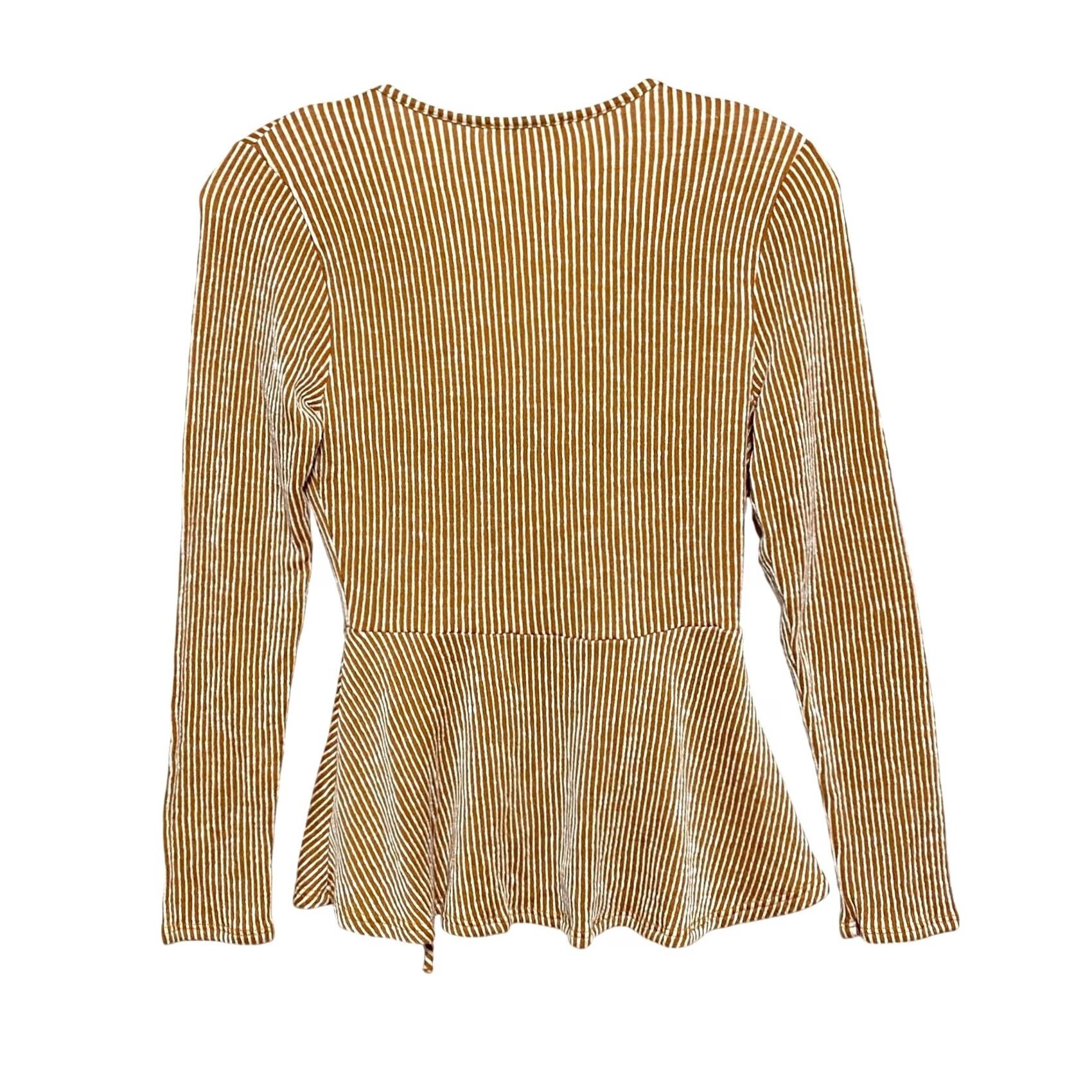 Vintage Caution To The Wind Top M Striped V Neck Peplum Faux Wrap Earthy Boho Y2K Womens Size M / US 6-8 / IT 42-44 - 3 Thumbnail
