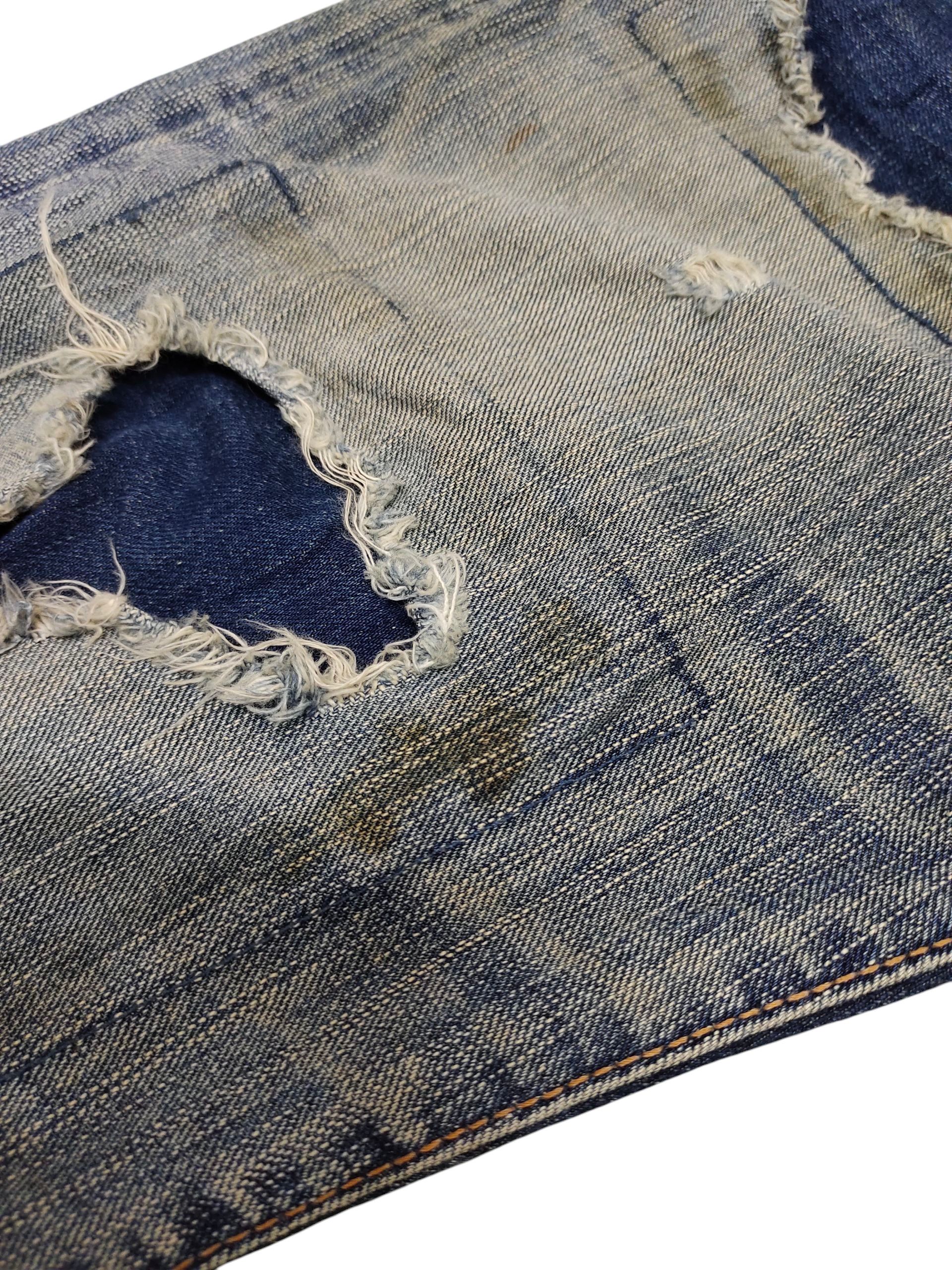 Kapital Vintage 90s Edwin Boro Patchwork Clawmark Distress Jeans Size US 30 / EU 46 - 12 Thumbnail