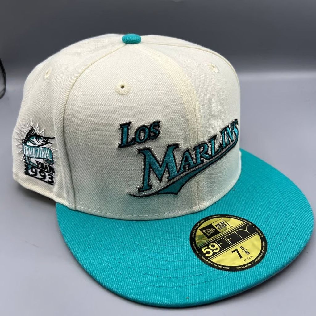 New Era Florida Marlins Hat Men 7 5/8 59Fifty New Era Fitted Cap Size ONE SIZE - 1 Thumbnail