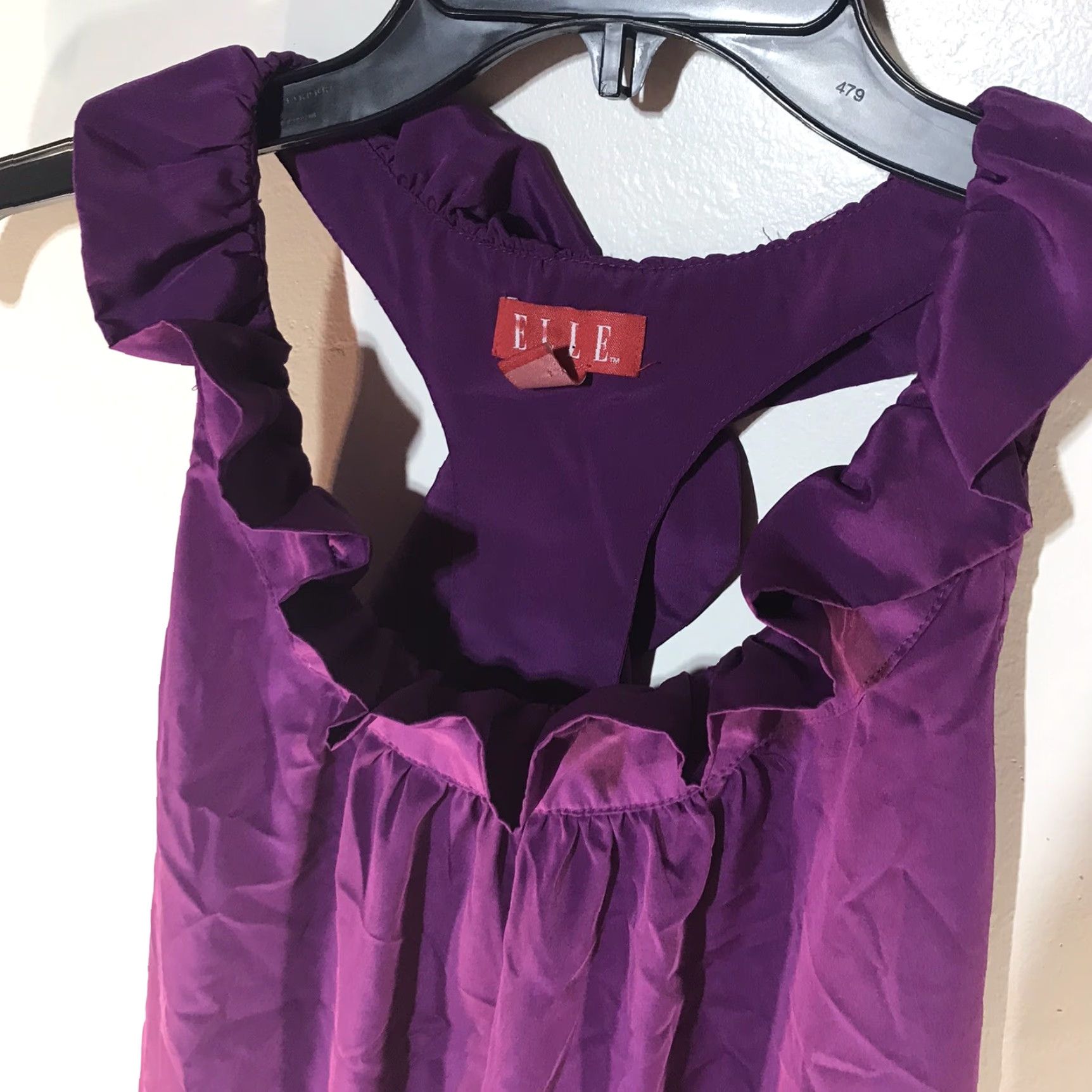 Vintage Elle Purple Ruffled Sleeveless X-Soft Racerback Tunic Top Womens Size M Size M / US 6-8 / IT 42-44 - 2 Thumbnail