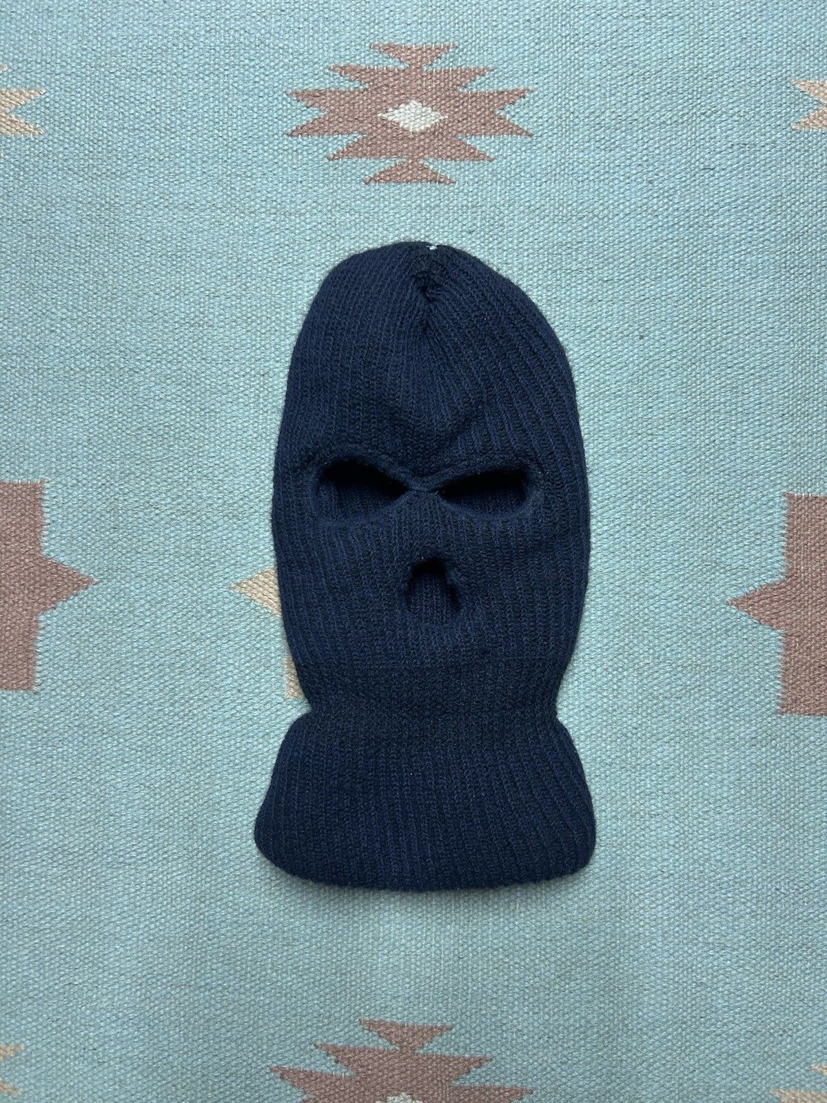 Vintage Ski Mask Youth 3 Hole Robber Knit Balaclava Full Face 2 ply Size ONE SIZE - 1 Thumbnail