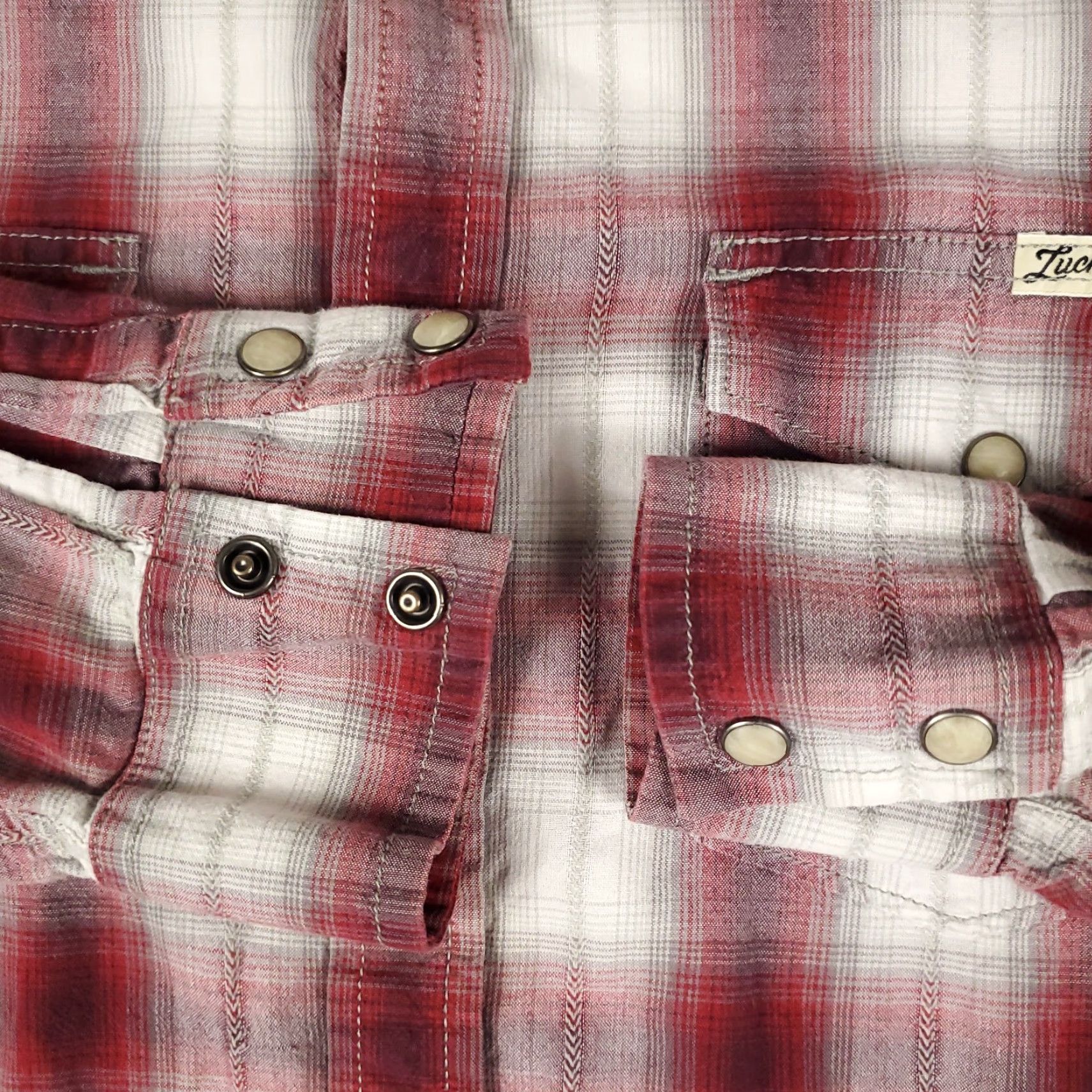 Lucky Brand Lucky Brand Shirt Mens M Red Plaid Western Pearl Button Long Sleeve Casual Formal Workwear Shirt Size US M / EU 48-50 / 2 - 3 Thumbnail