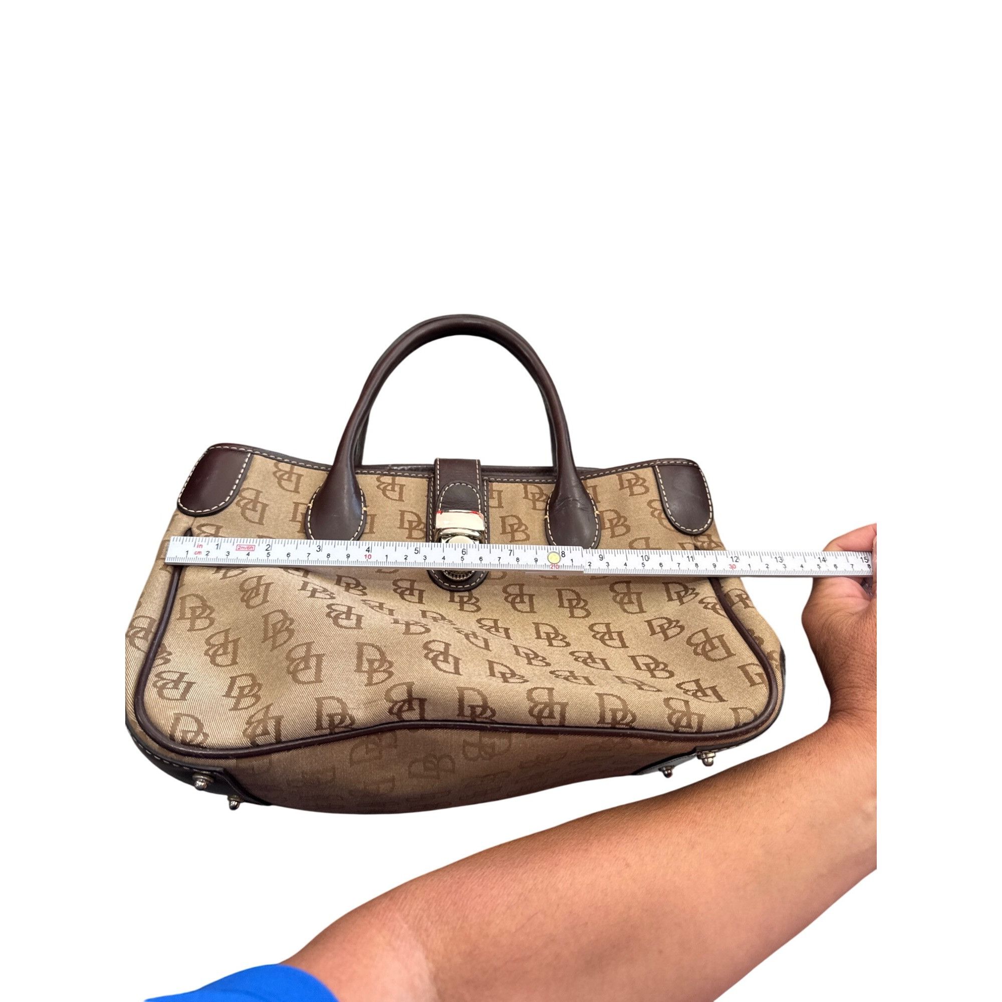 Dooney & Bourke Dooney Bourke womans Brown Leather Canvas Satchel Handbag SK Size ONE SIZE - 9 Thumbnail