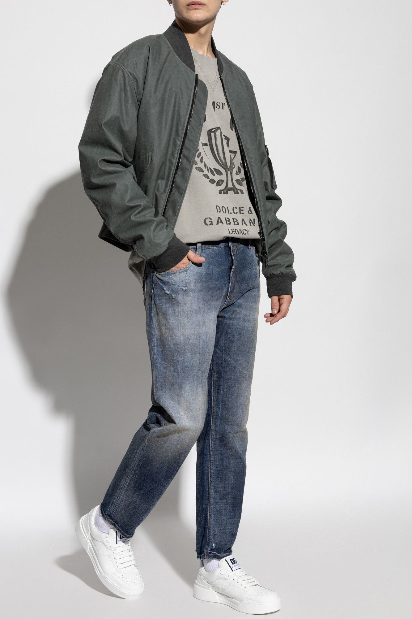 Dolce & Gabbana o1s22i1n0225 Oversized Printed T-Shirt in Grey Size US M / EU 48-50 / 2 - 2 Thumbnail