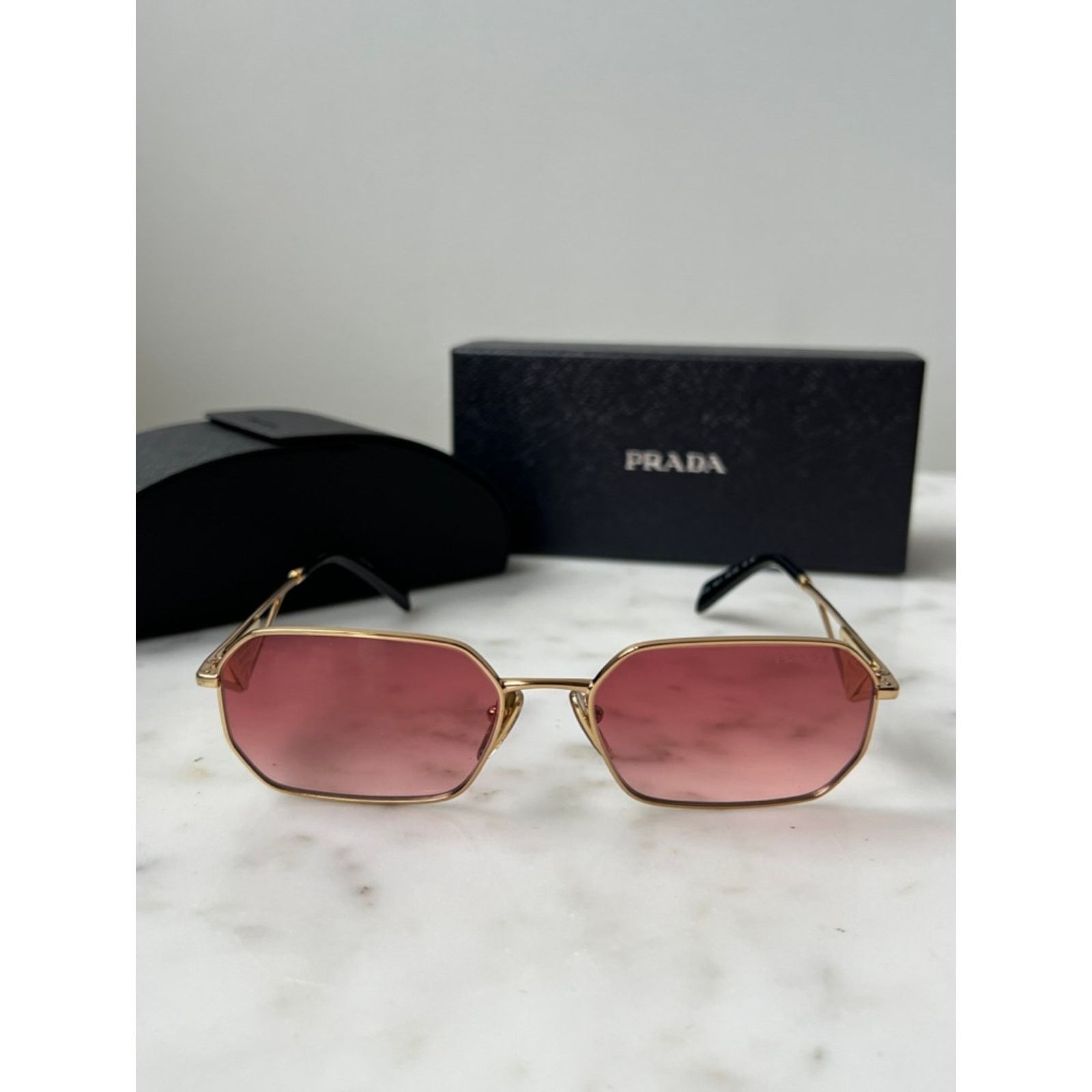 Prada NEW Prada PR A51S Sunglasses in Gold Pink $585 Size ONE SIZE - 4 Thumbnail
