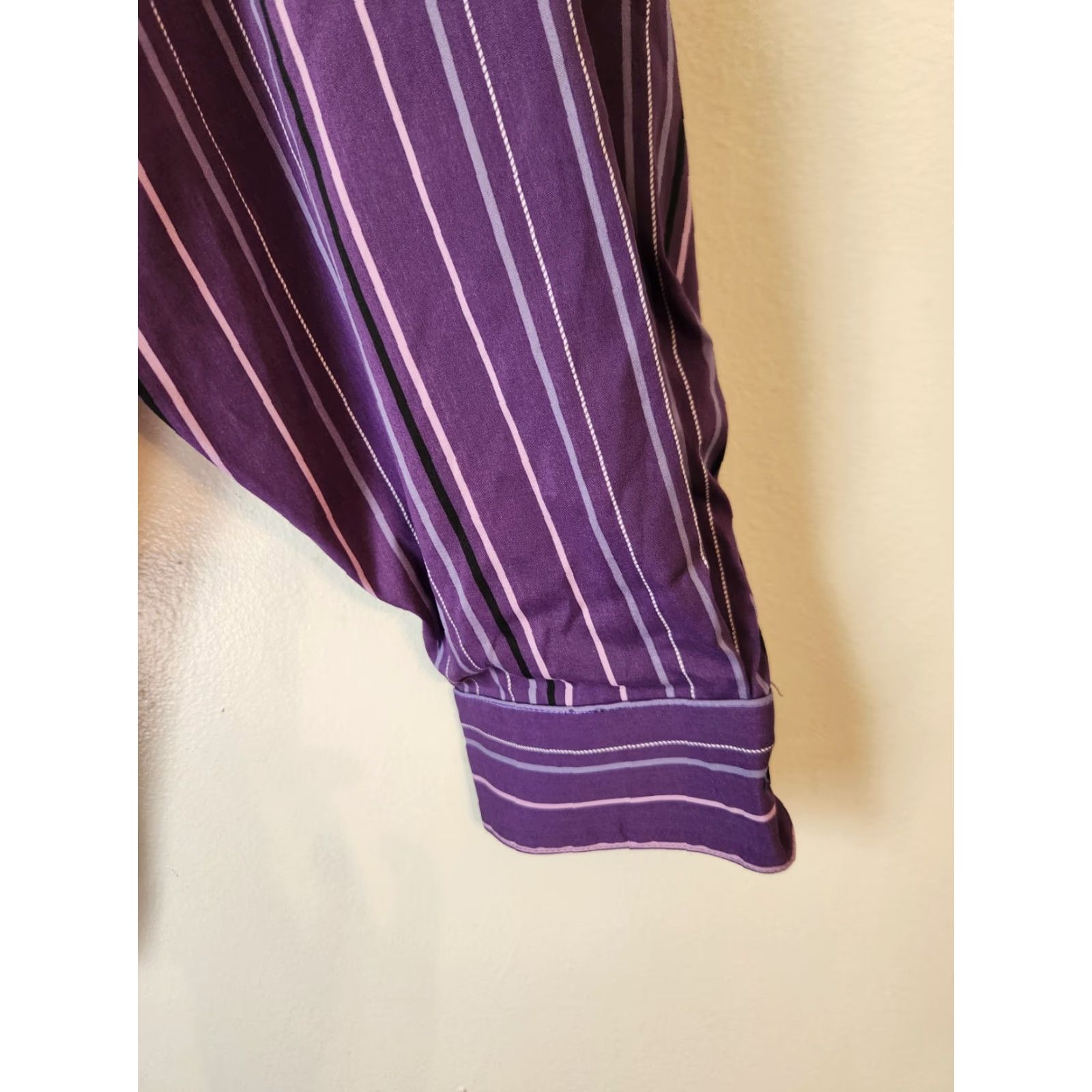 Vintage Doc & Amelia Premier By Cintas Purple Button Up Stripe Uniform Shirt 6X Tall Womens Size US XXL / EU 58 / 5 - 4 Thumbnail