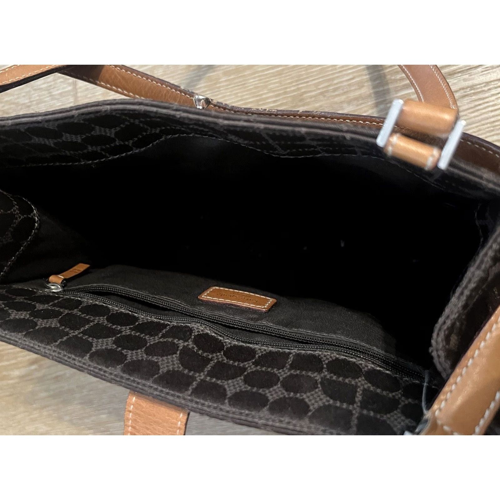 Vintage kate spade new york Shoulder Bag Womens Small Brown Canvas Purse Light Brown Trim 11x8 Documents: None Size ONE SIZE - 4 Thumbnail
